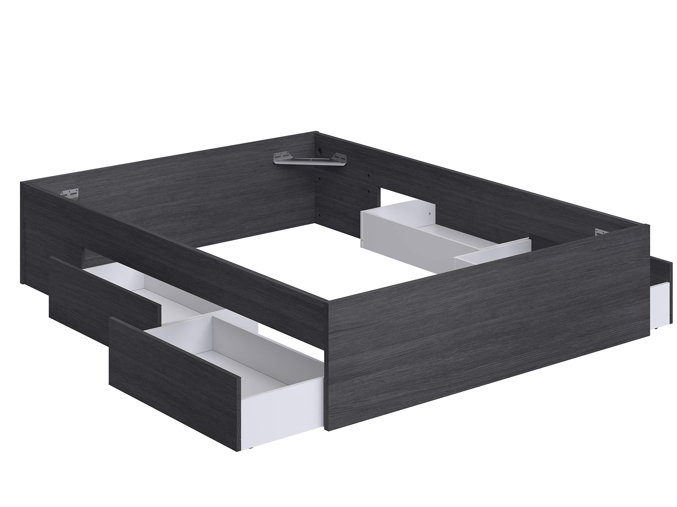 Movian - Cadre de lit double 4 tiroirs Belaya Modern, 194,4 x 144,8 x 39,4, Gris