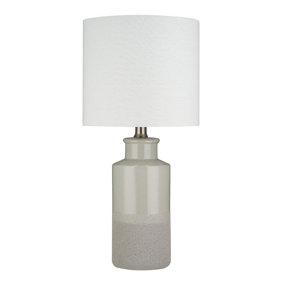 Amazon Brand – Stone & Beam Table Lamp with a Drum Shade, Bulb Included, 19.75"H, Gray