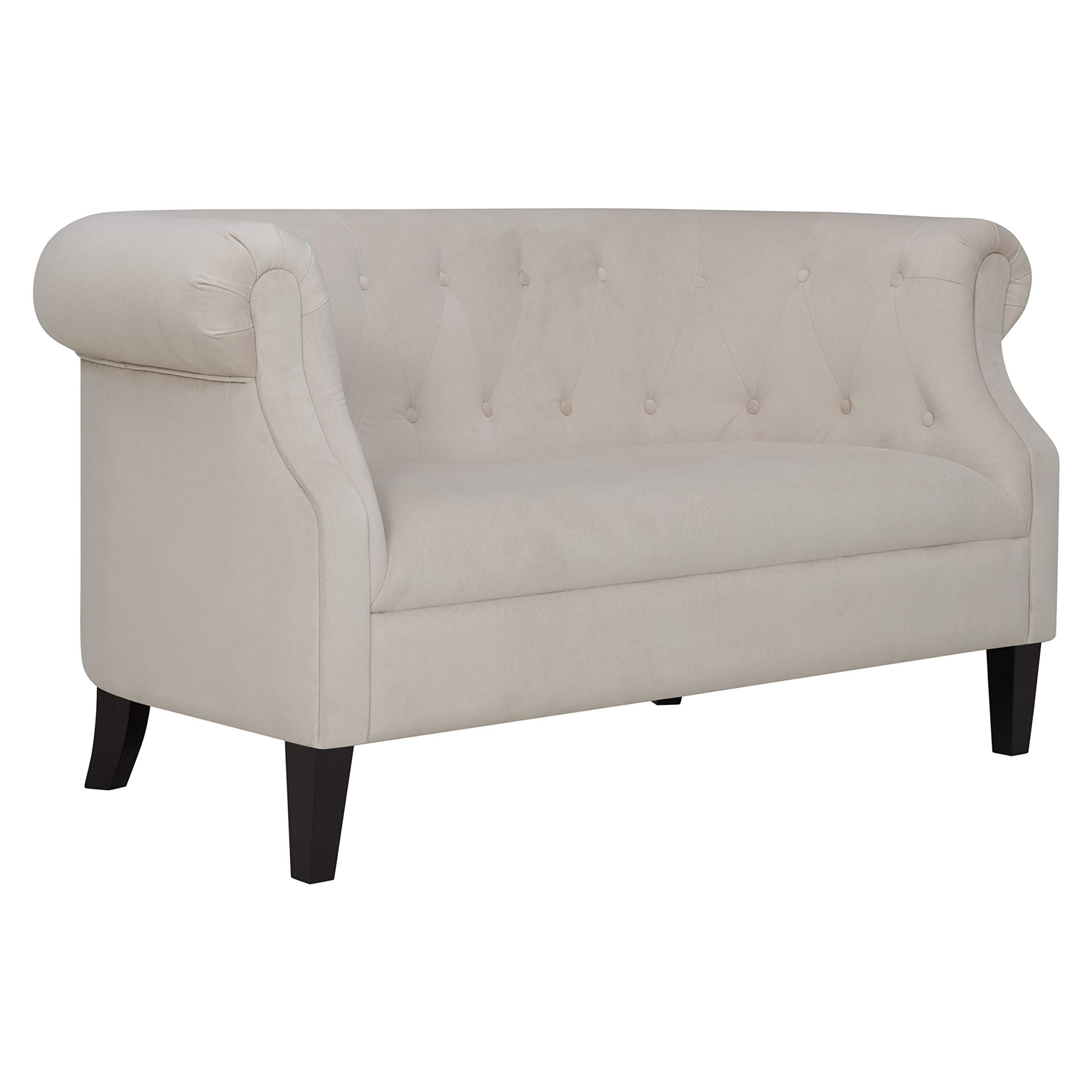 Amazon Brand – Ravenna Home Westcott Tufted Loveseat Sofa Couch, 60"W, Cream Velvet