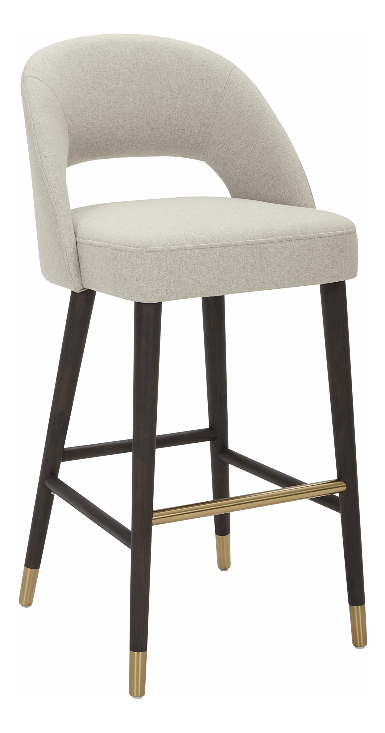 Amazon Brand – Rivet Whit Contemporary Upholstered Bar Stool with Gold Accents, 41"H, Chalk White