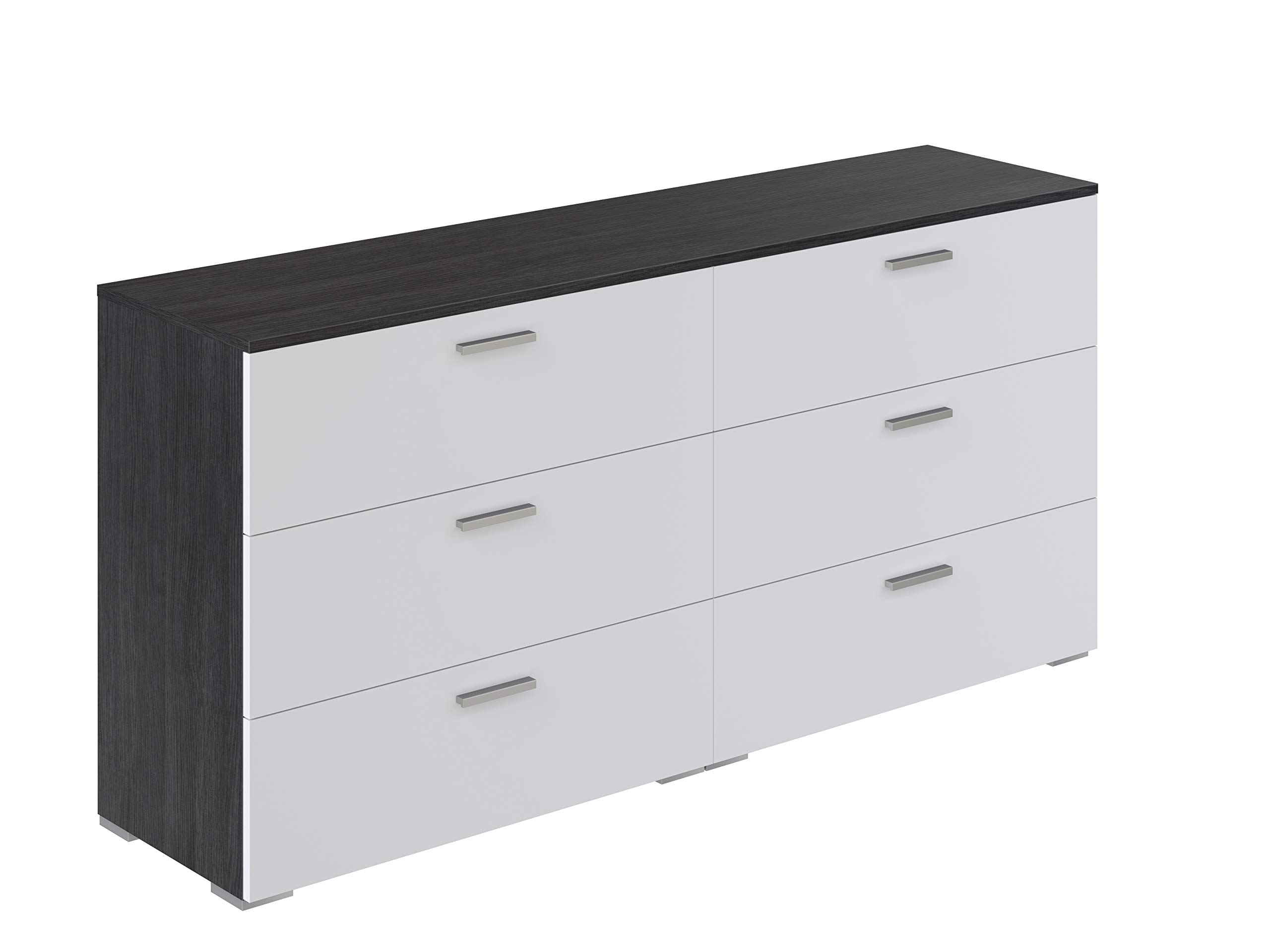 Amazon Brand - Movian Kolva Chest of 6 Drawers, 40 x 160 x 76.5cm, Dark Grey/White