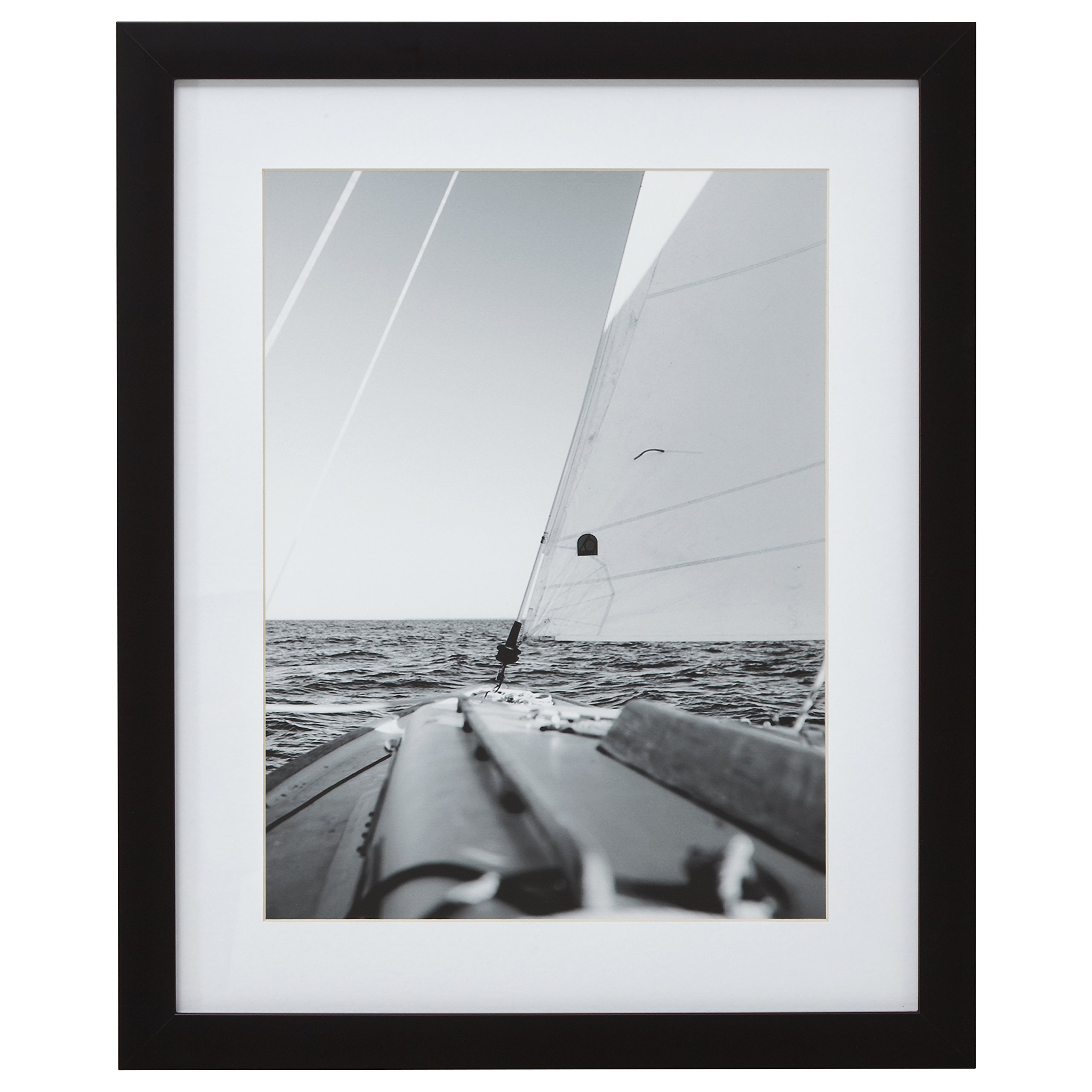 Amazon Brand – Stone & Beam Modern Black and White Nautical Sailboat at Sea Photo Wall Art Decor - 18 x 22 Inch Frame, Black