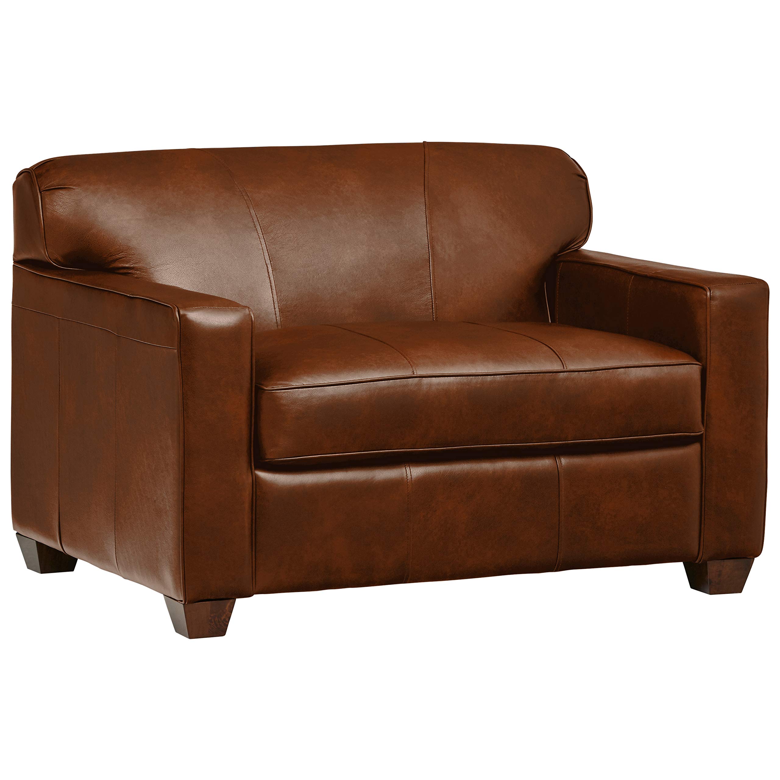 Amazon Brand – Stone & Beam Fischer Sleeper Chair, 51"W, Chestnut Leather