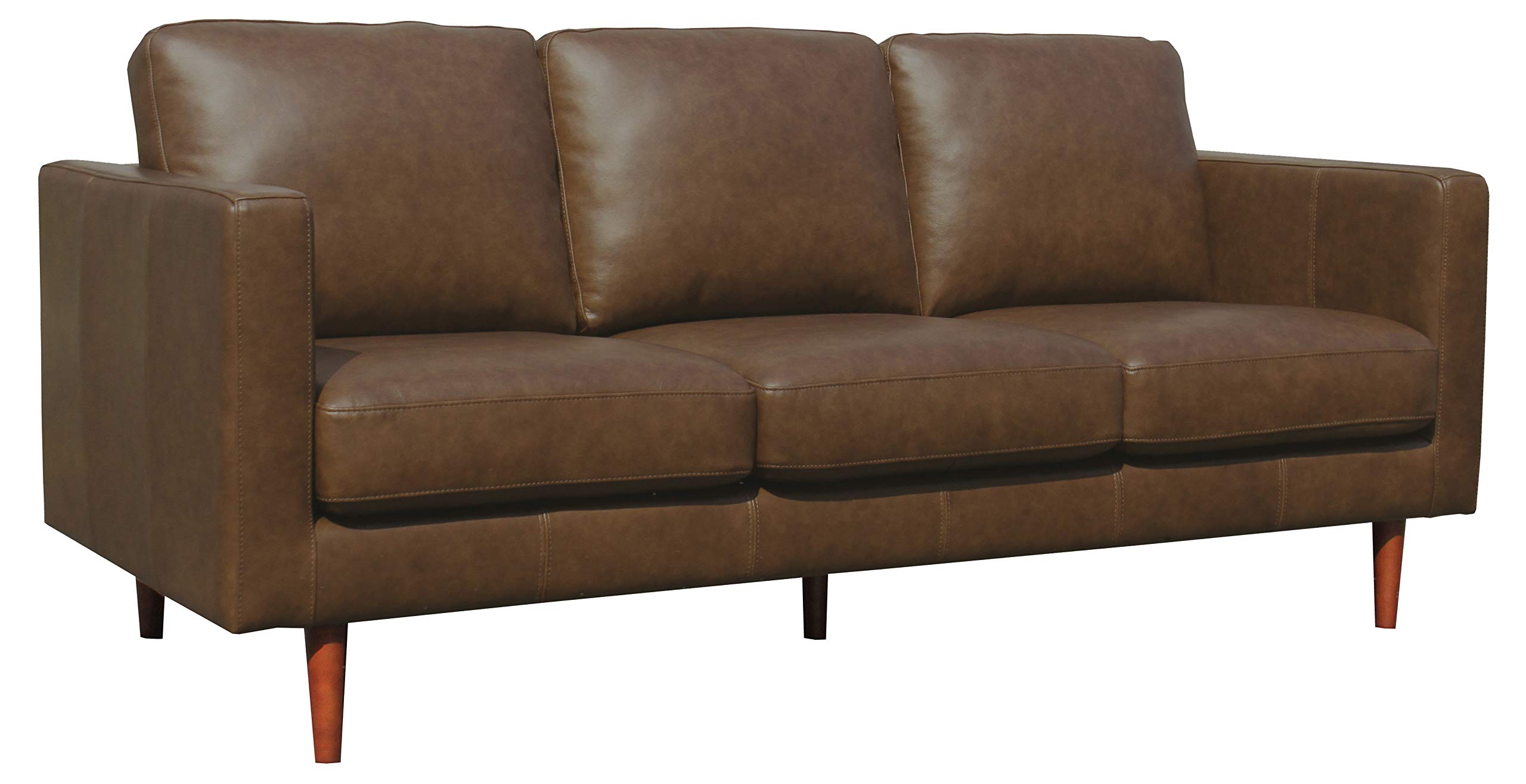 Amazon Brand – Rivet Revolve Modern Leather Sofa Couch, 80"W, Chestnut