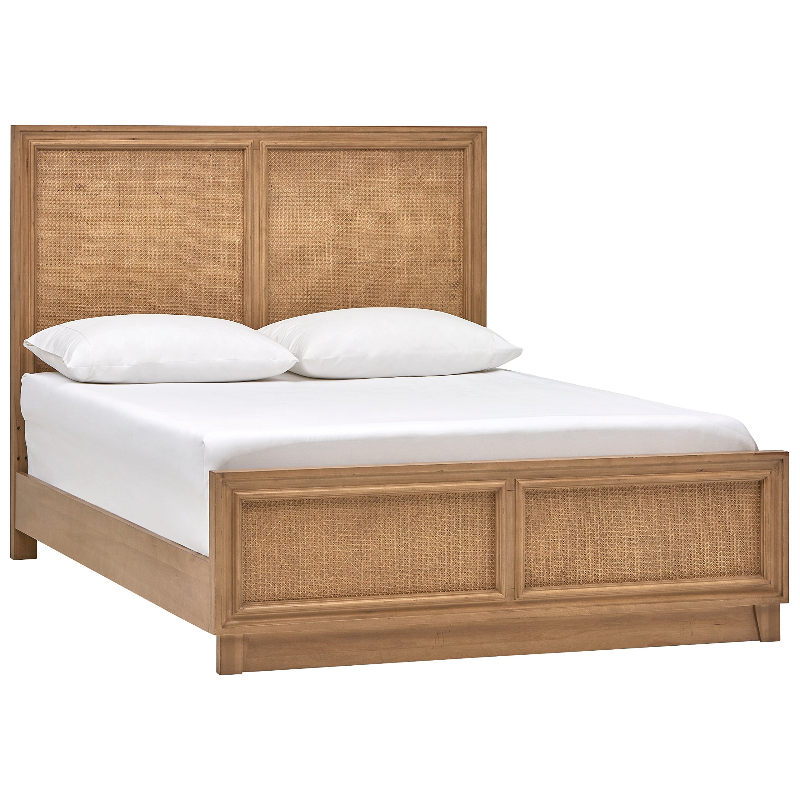 Amazon Brand – Stone & Beam Chase Casual Wood and Rattan King Bed with Headboard, 79"W, Natural
