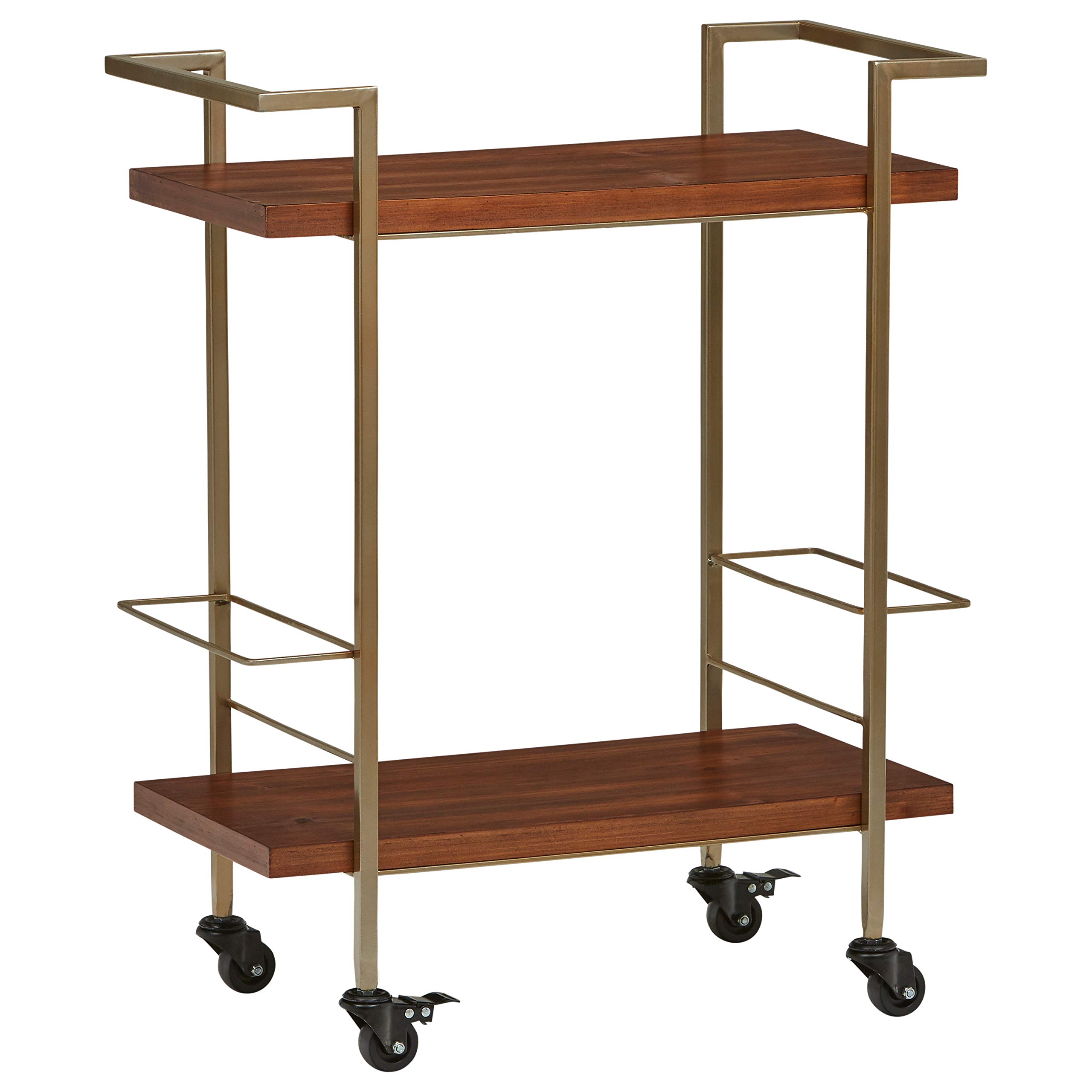 Amazon Brand – Rivet Modern Serving Cart 33.88"H, Bronze and Walnut