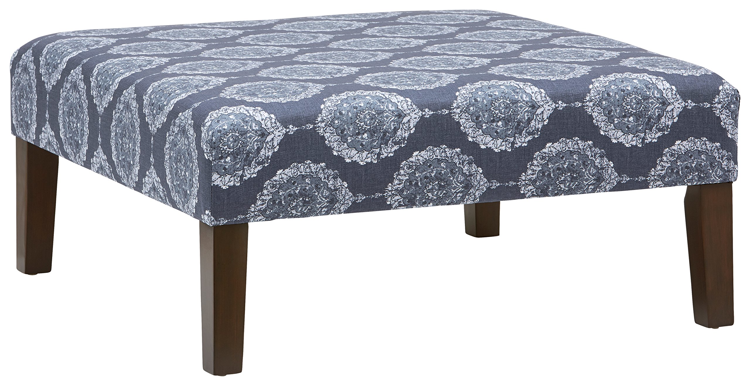 Amazon Brand – Stone & Beam Benton Square Ottoman, 35"W, Damask Navy