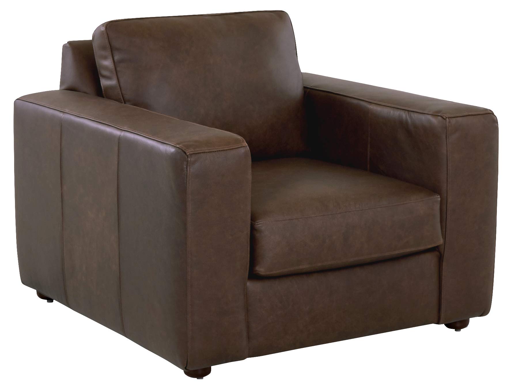 Amazon Brand – Stone & Beam Abigail Leather Living Room Chair, 40"W, Dark Brown