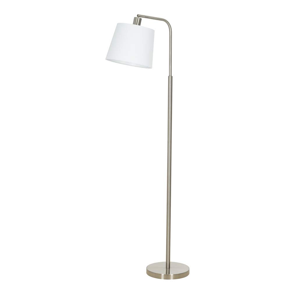 Amazon Brand – Ravenna Home Traditional Metal Downbridge Floor Lamp with Adjustable Shade, LED Bulb Included, 58.25"H, Brushed Nickel