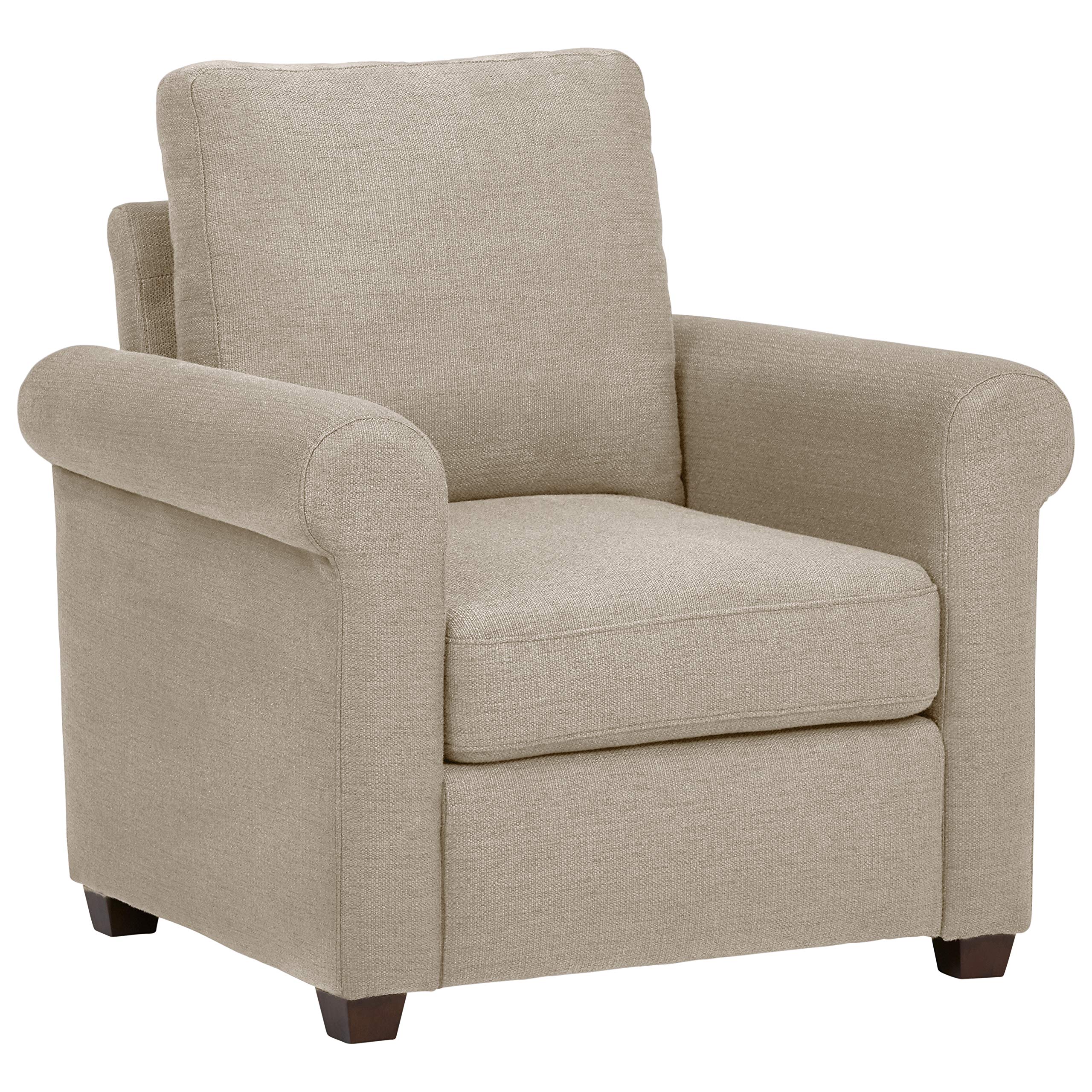 Amazon Brand – Ravenna Home Dunford Casual Rolled Arm Chair, 37"W, Beige