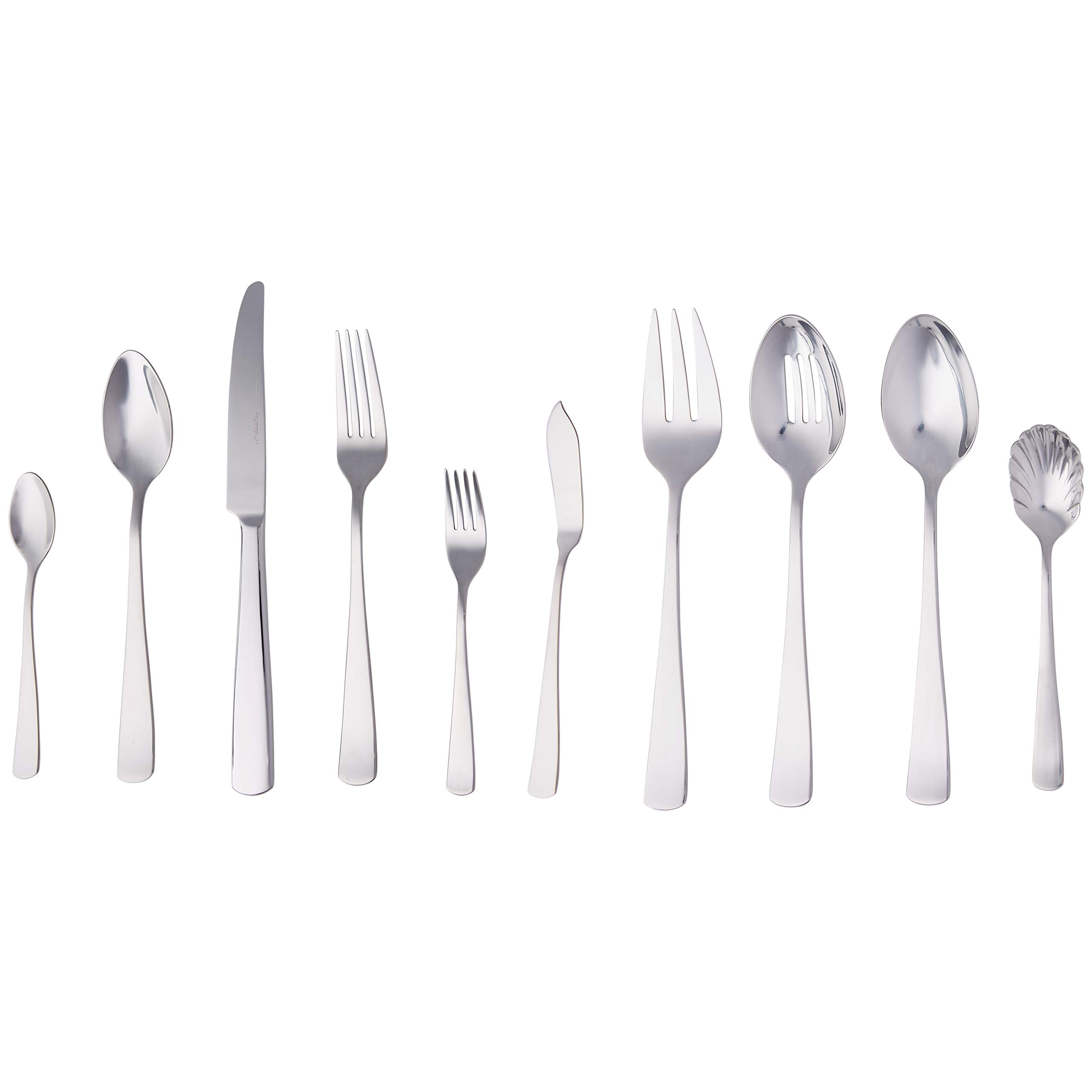 AmazonBasics 45-Piece Stainless Steel Flatware Set with Square Edge, Service for 8