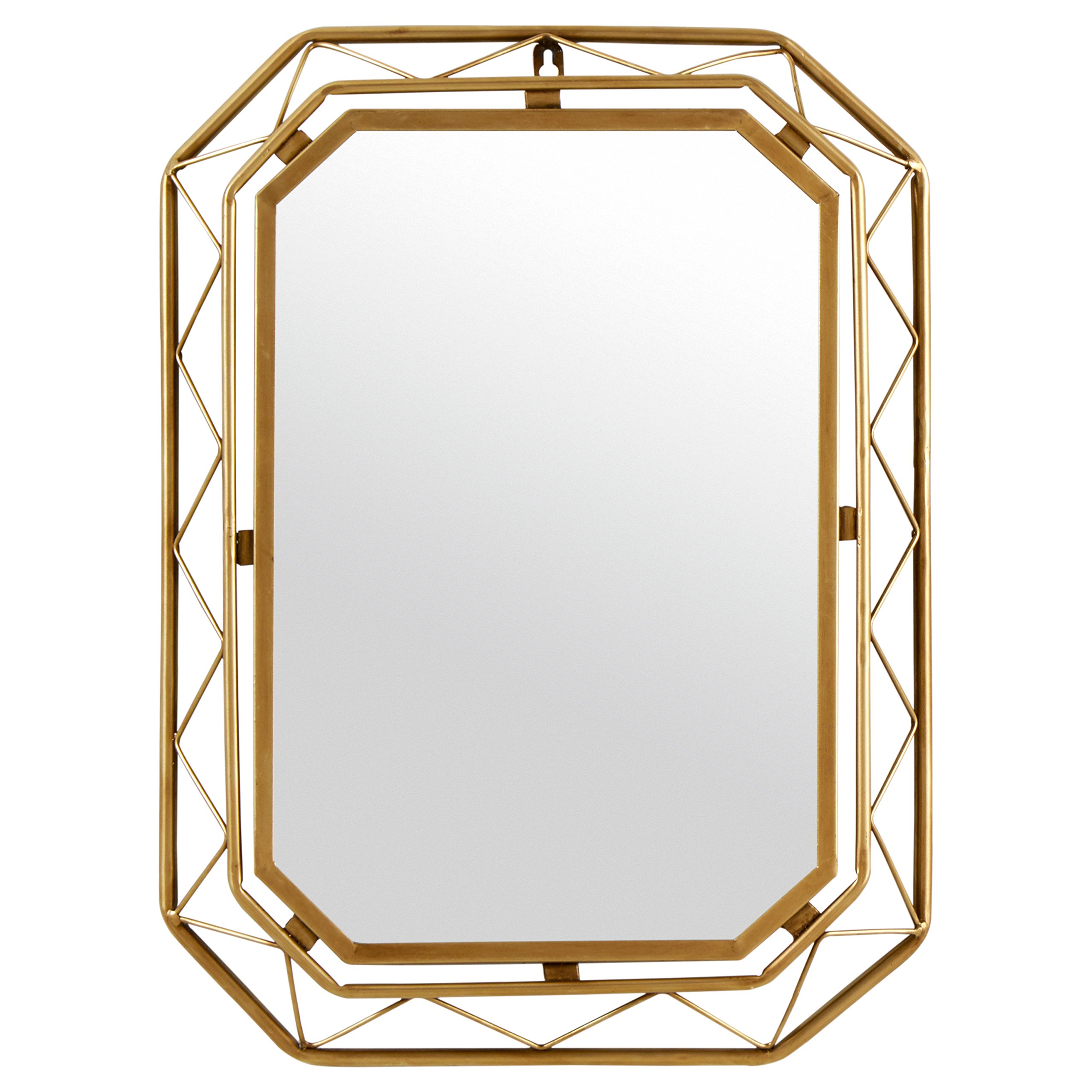 Amazon Brand – Rivet Modern Metal Lattice-Work Octagonal Hanging Wall Mirror 22.25 Inch Height, Gold Finish