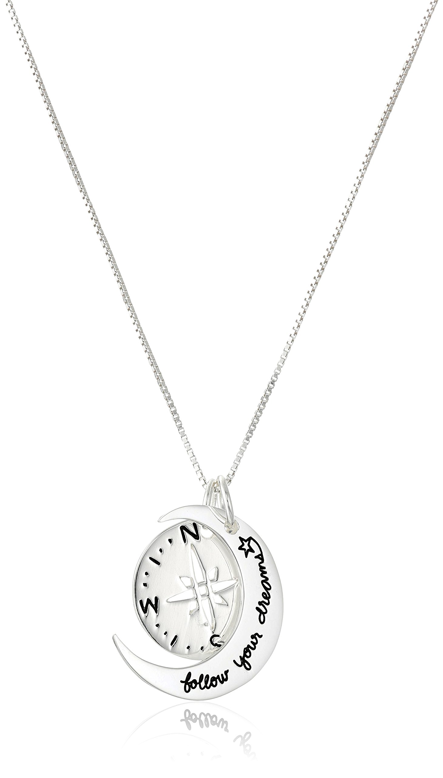 Sterling Silver Two-Piece Compass "Follow Your Dreams" Pendant Necklace, 18"