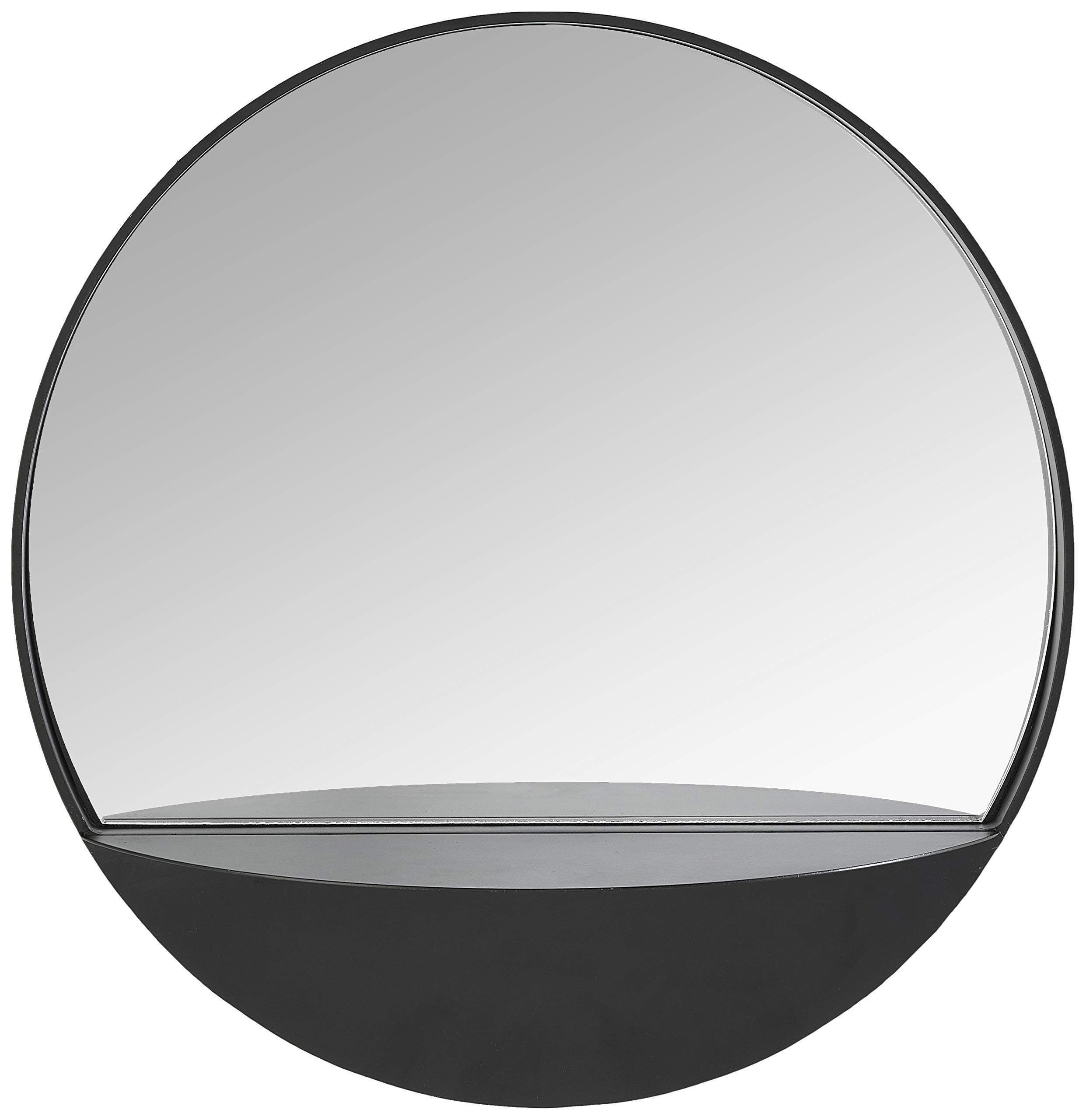 Amazon Brand - Rivet Modern Round Hanging Mirror with Shelf, 18" Diameter, Black