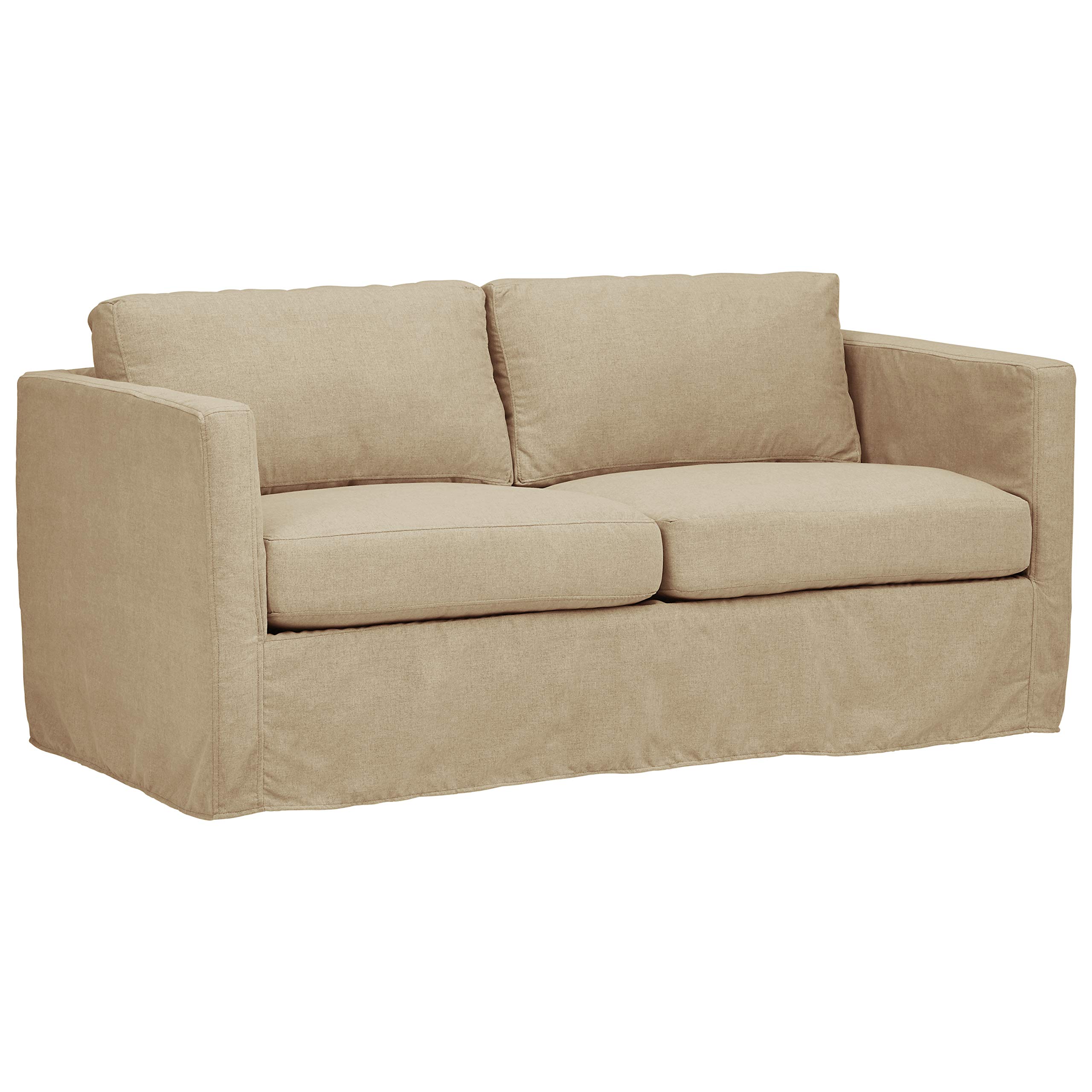 Amazon Brand – Stone & Beam Andover Slipcover Loveseat, 67"W, Linen Fabric