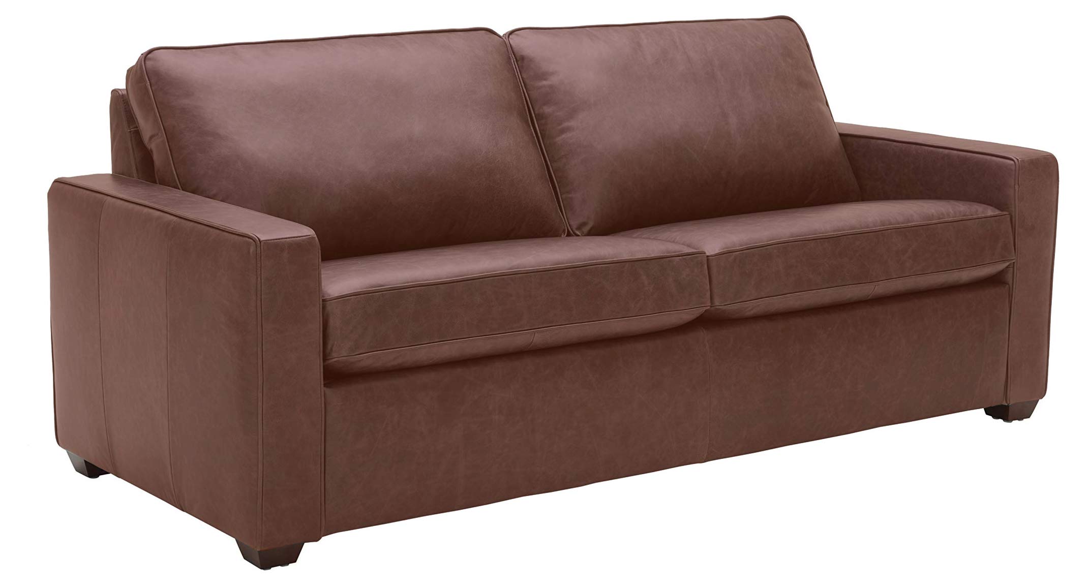 Amazon Brand – Rivet Andrews Contemporary Top-Grain Leather Sofa with Removable Cushions, 82"W, Dark Brown