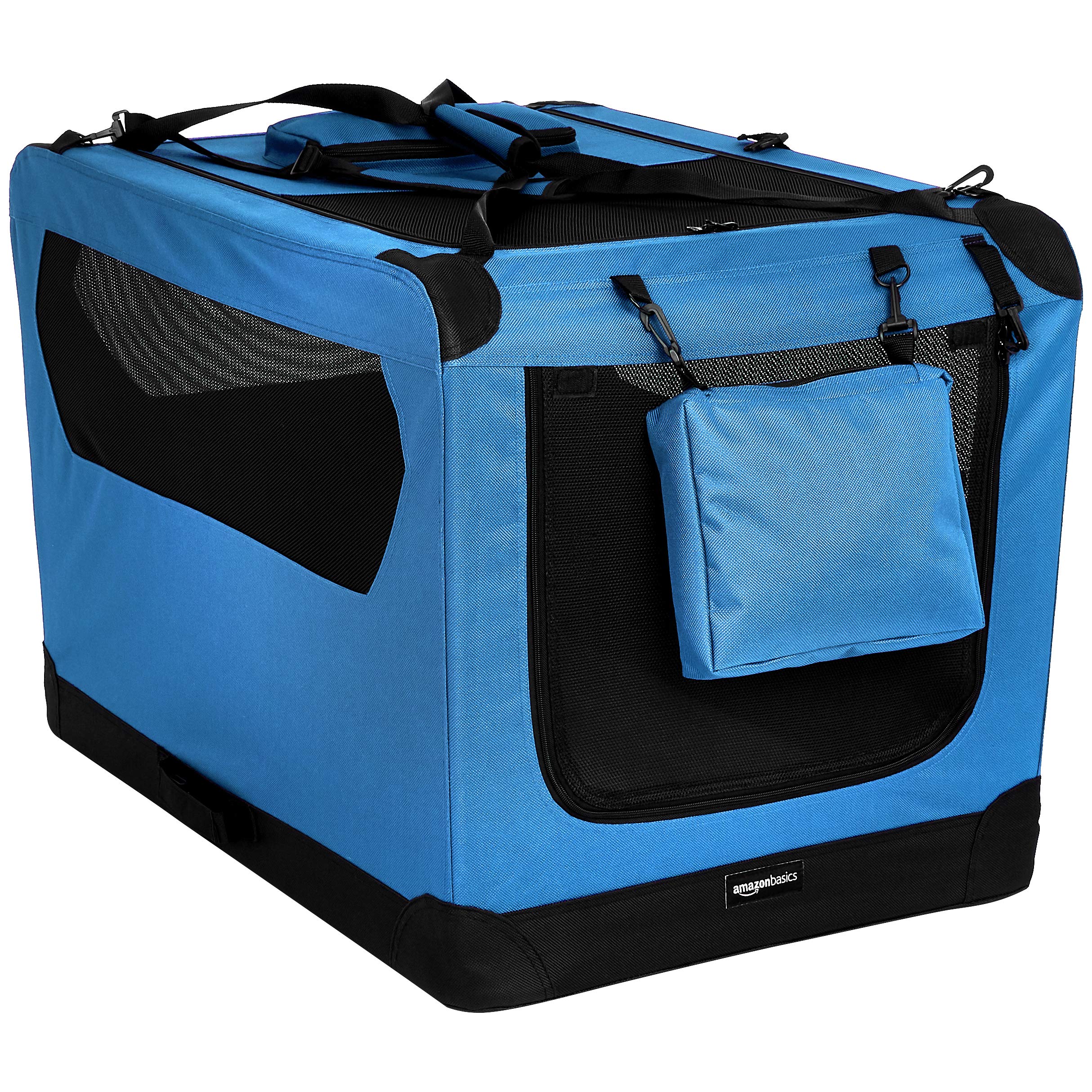AmazonBasics Premium Folding Portable Soft Pet Dog Crate Carrier Kennel - 36 x 24 x 24 Inches, Blue