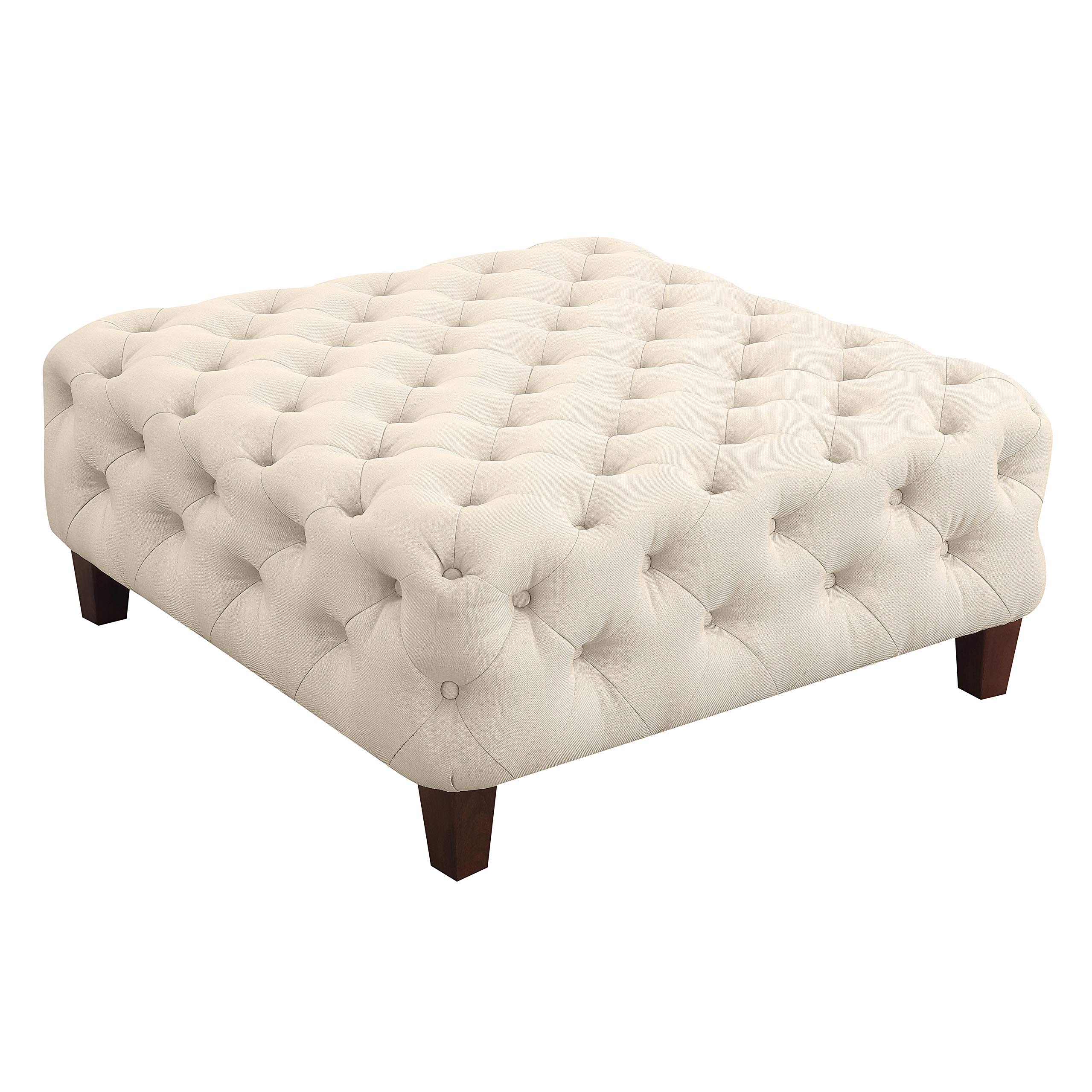 Amazon Brand – Ravenna Home Sage Diamond Tufted Ottoman, 36"W, Light Grey
