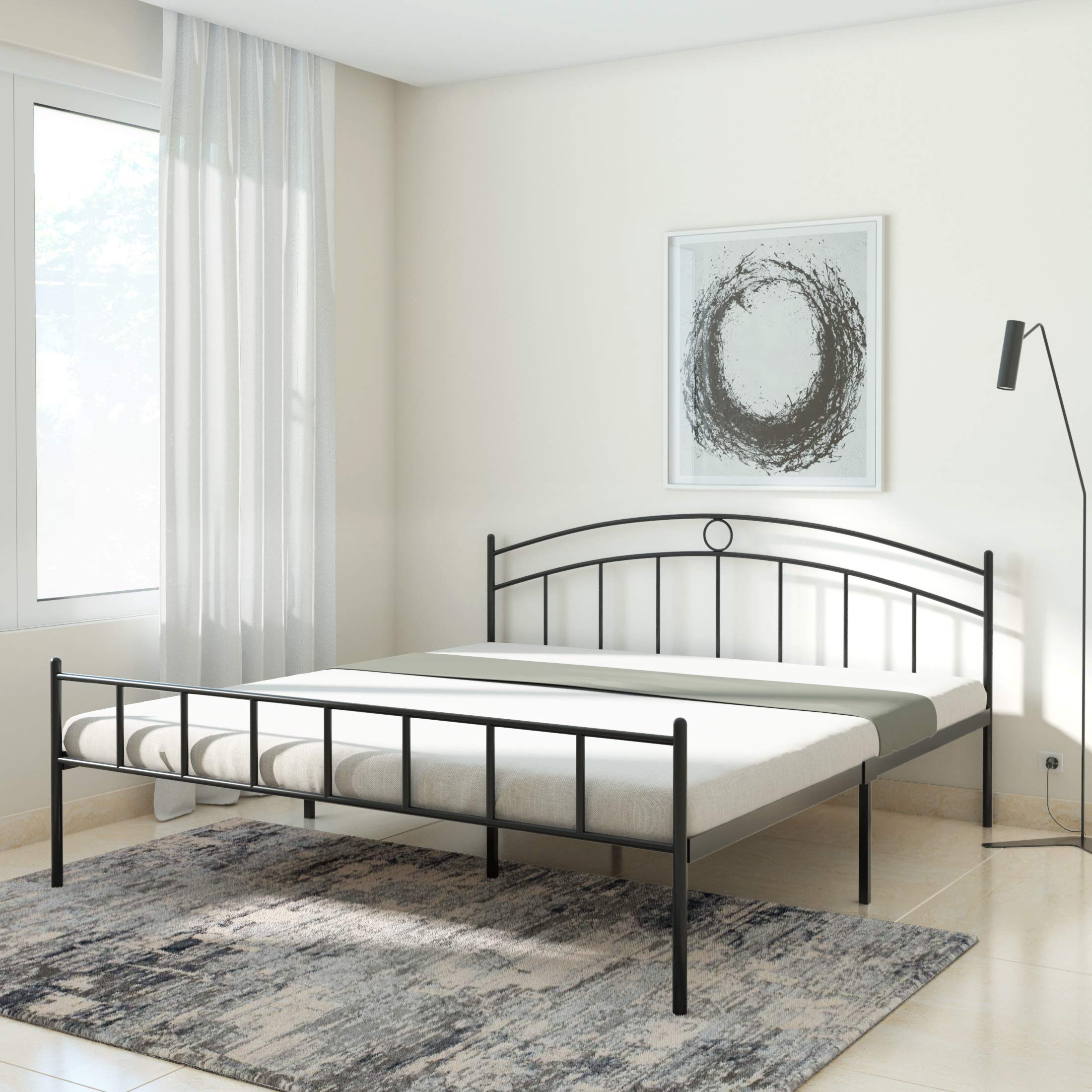 Amazon Brand - Solimo Senna Metal Glossy King Bed (Black)