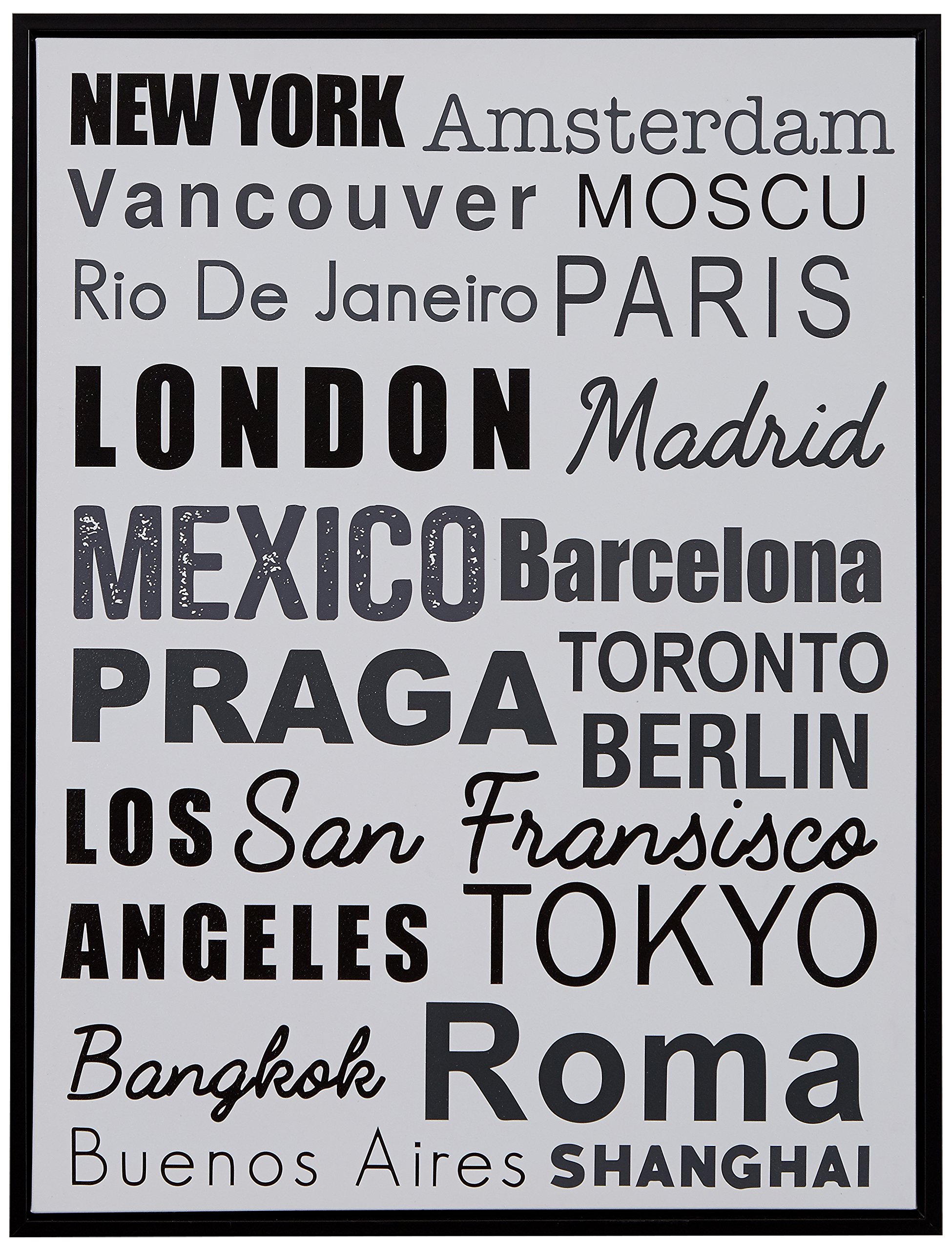 Amazon Brand – Rivet City Name Wall Art Canvas Print in Black Frame, 17.75" x 21.75"