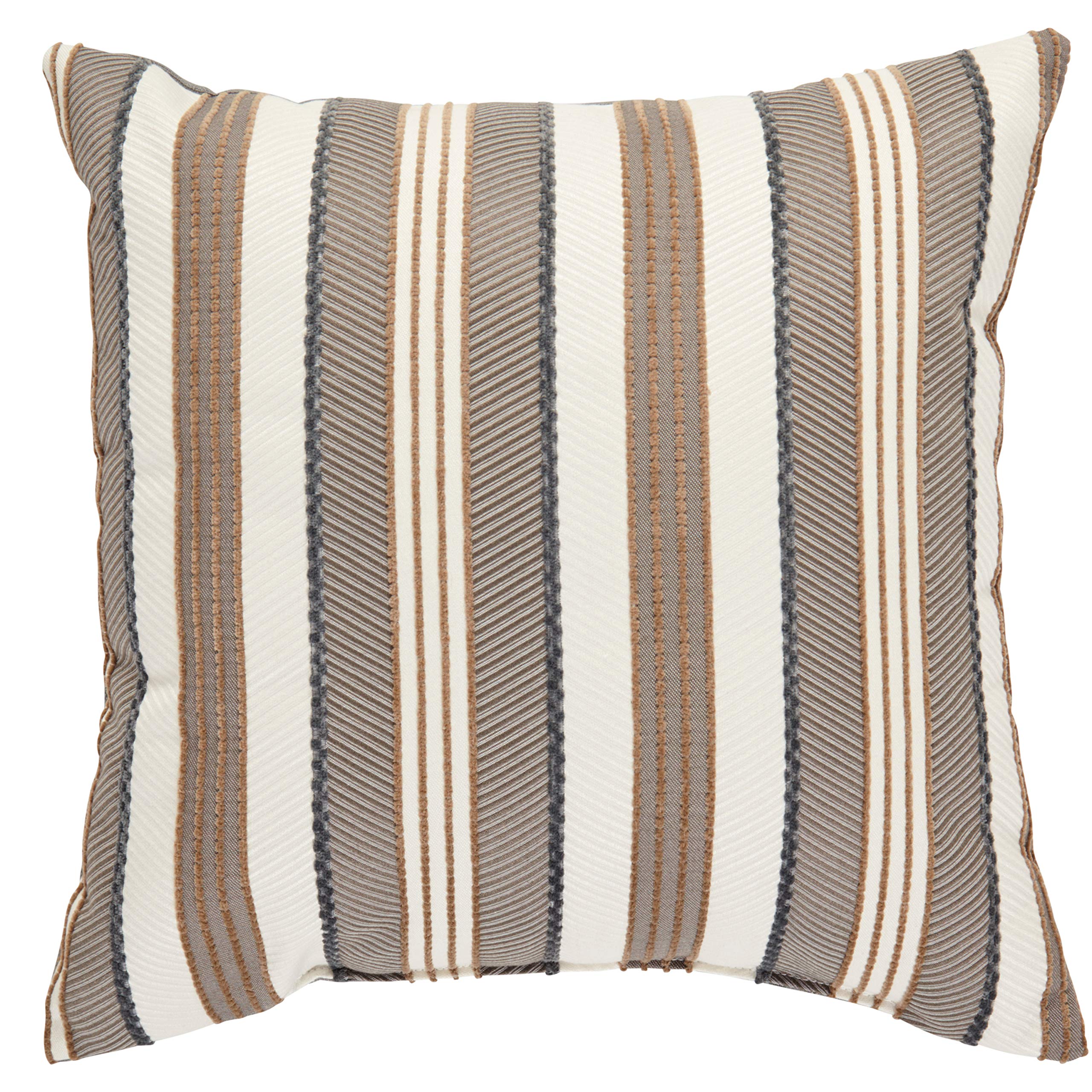 Amazon Brand – Rivet Casual Outdoor Striped Throw Pillow - 17 x 17 Inch, Pewter
