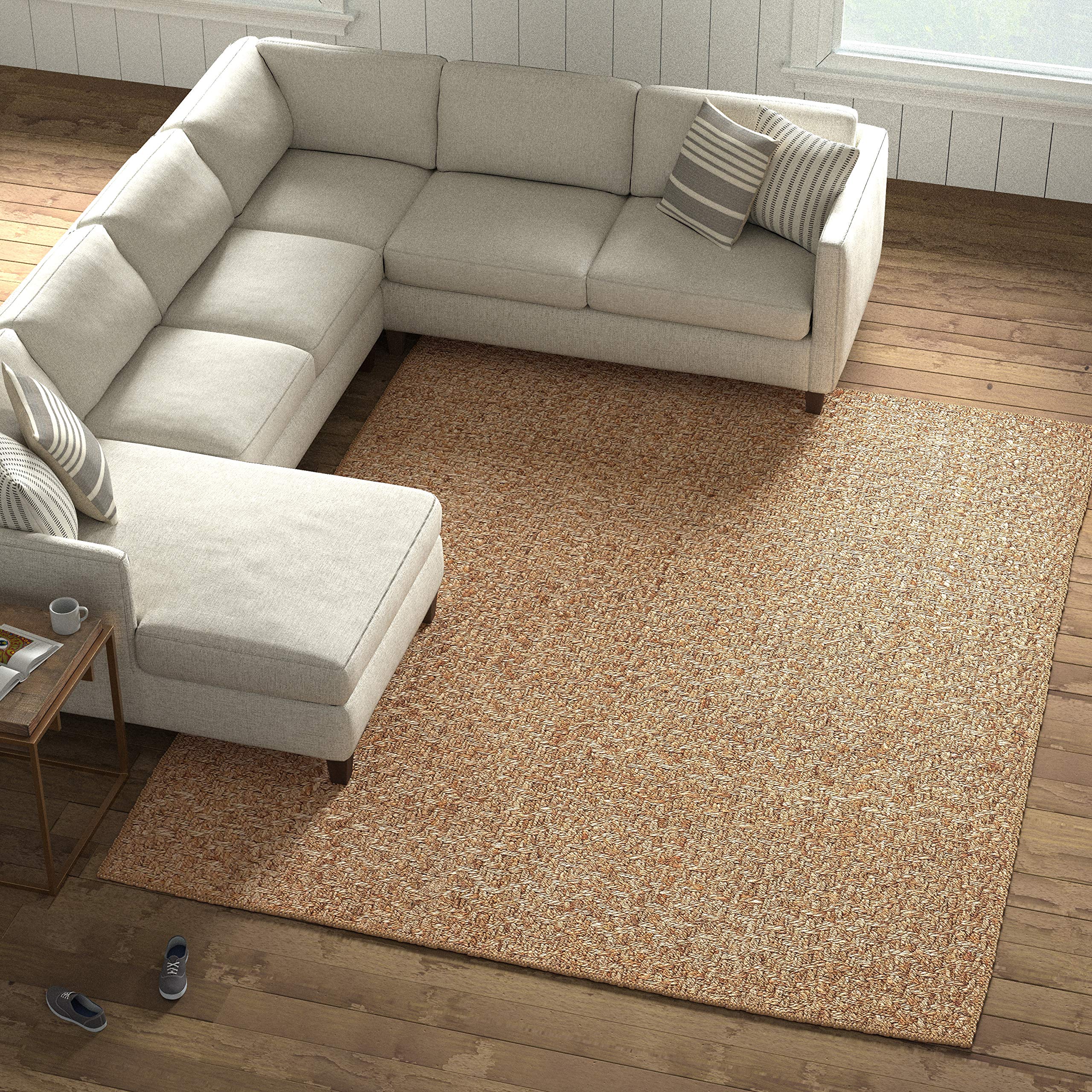 Amazon Brand – Stone & Beam Contemporary Textured Jute Area Rug, 8 x 10 Foot, Natural