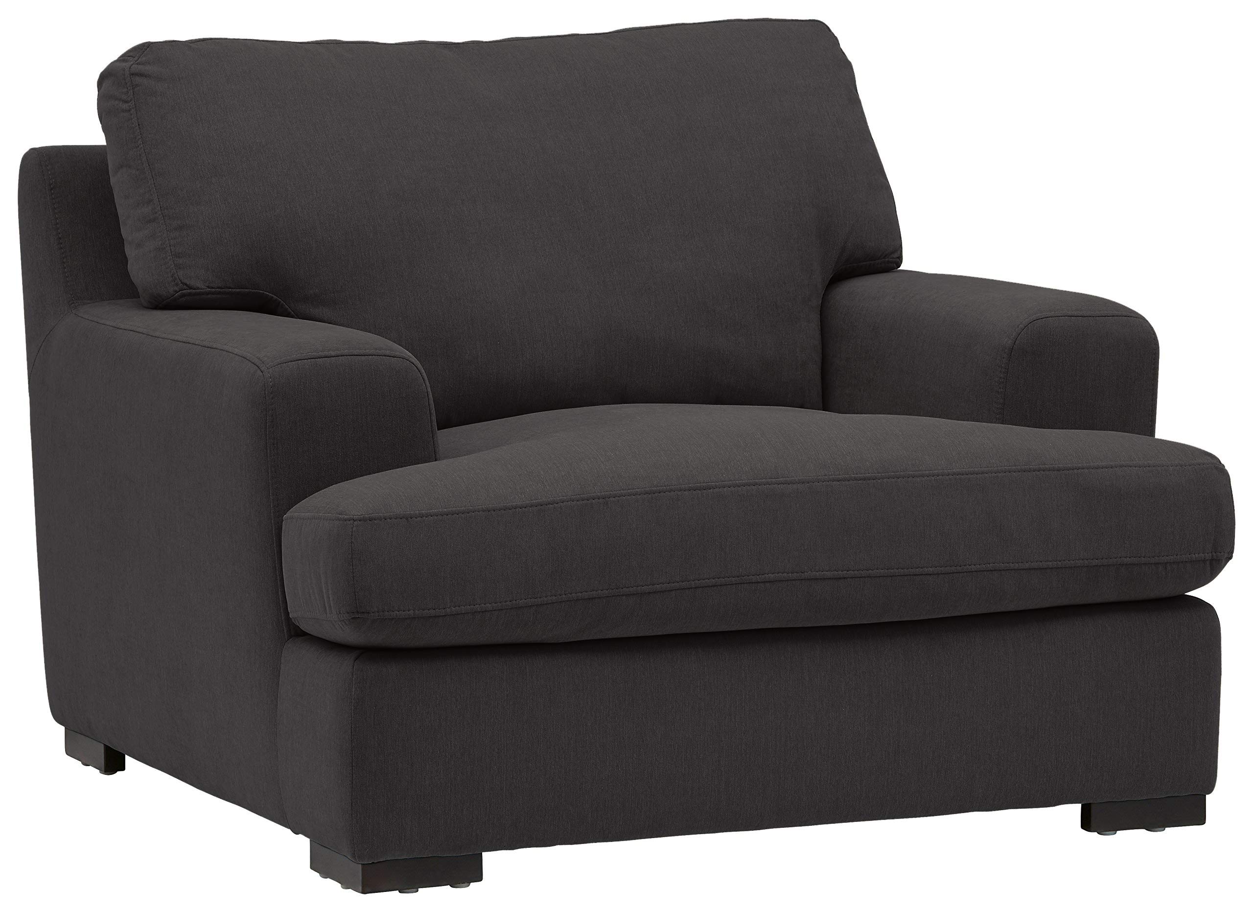 Amazon Brand – Stone & Beam Lauren Down-Filled Oversized Living Room Accent Armchair with Hardwood Frame, 46"W, Pepper