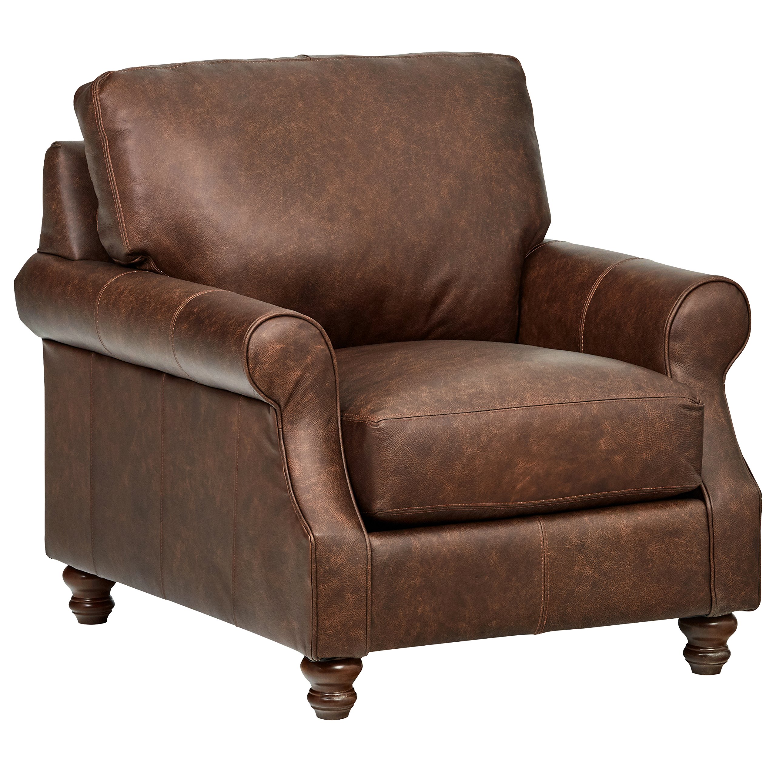 Amazon Brand – Stone & Beam Charles Classic Oversized Leather Accent Arm Chair, 39"W, Sod