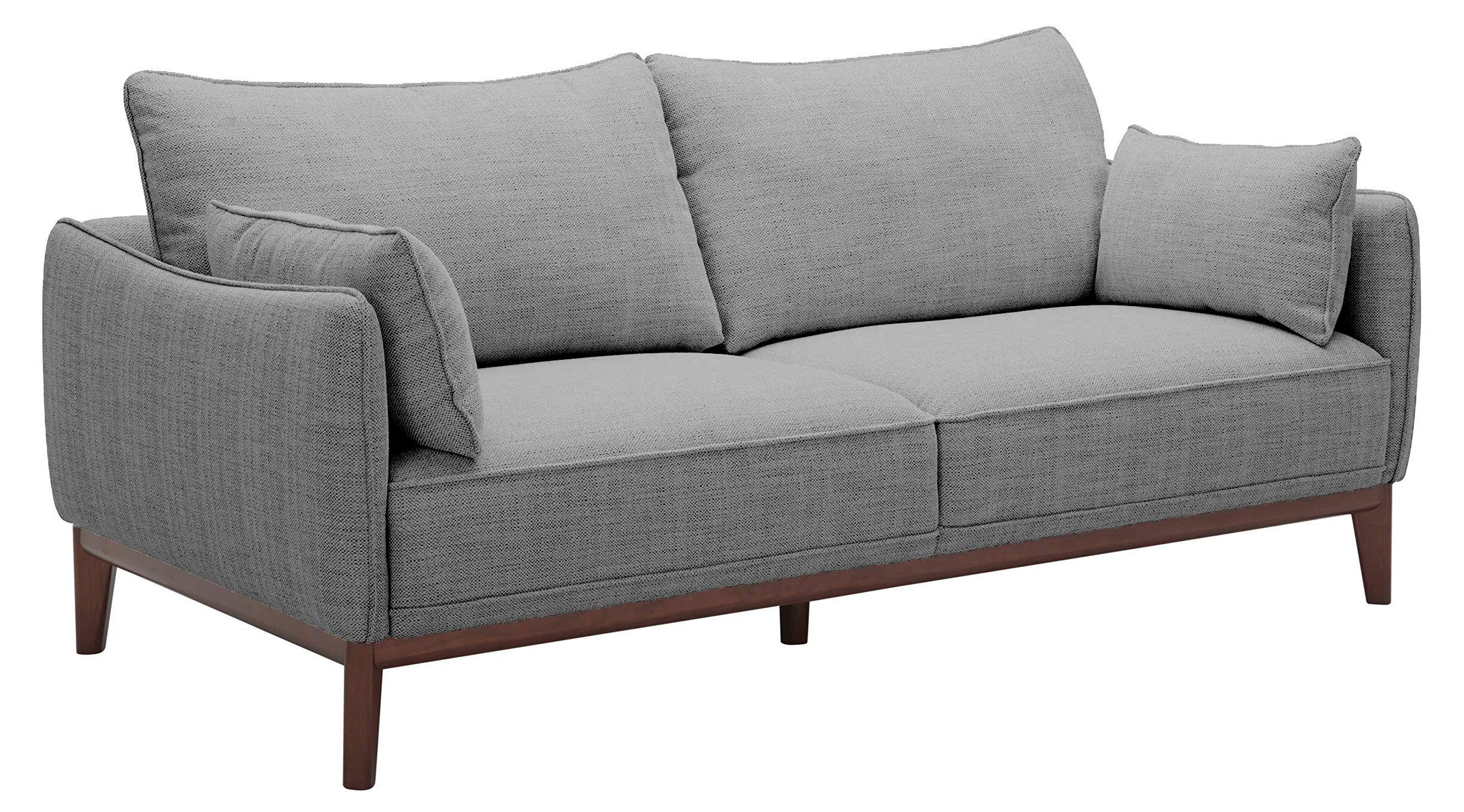 Amazon Brand – Stone & Beam Hillman Mid-Century Sofa Couch with Wood Base and Legs, 78"W, Fog Gray