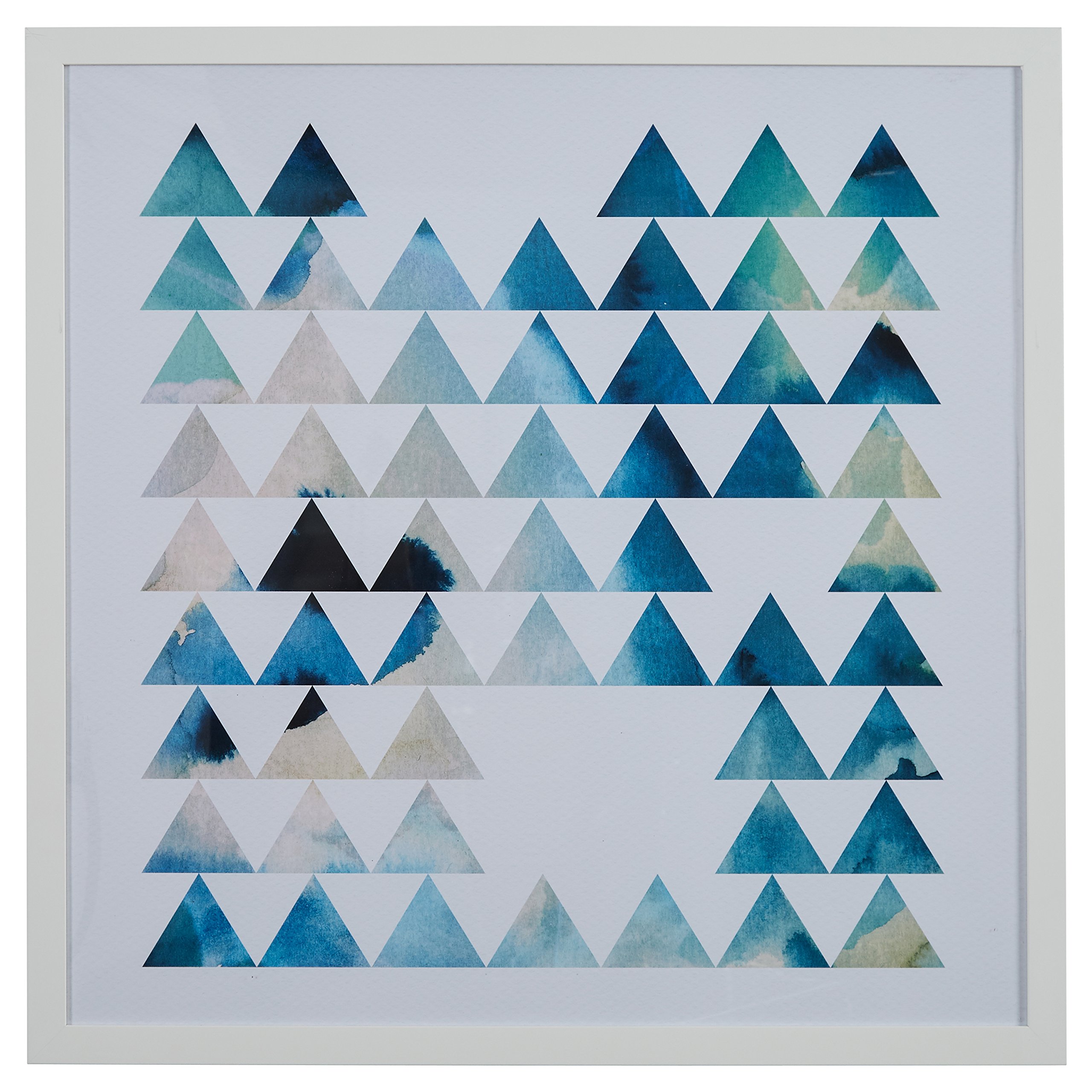 Amazon Brand – Rivet Teal Blue Geometric Modern Print Wall Art in White Frame, 32" x 32"