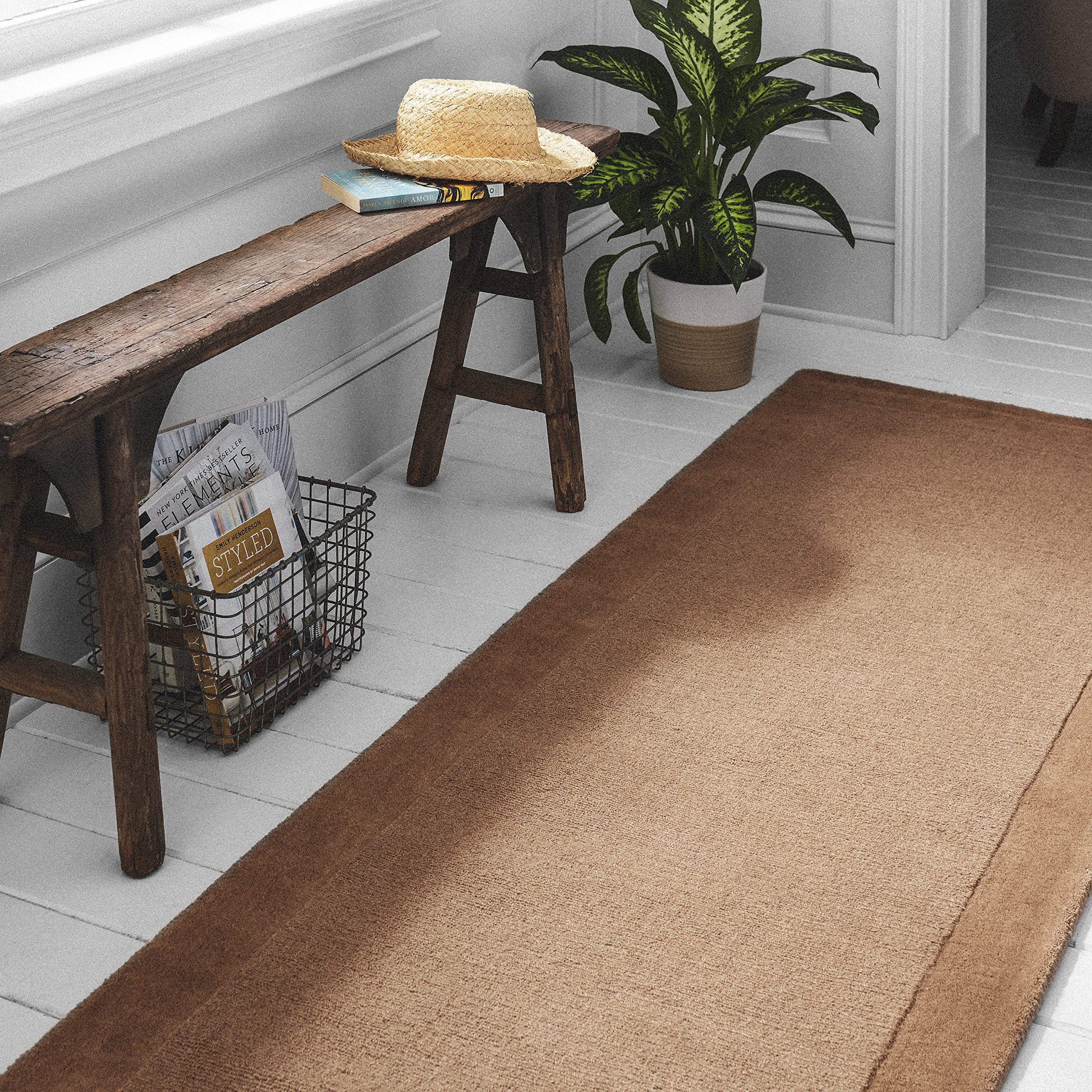 Amazon Brand – Stone & Beam Contemporary Mode Tone Wool Runner Rug, 2' 6" x 8', Taupe