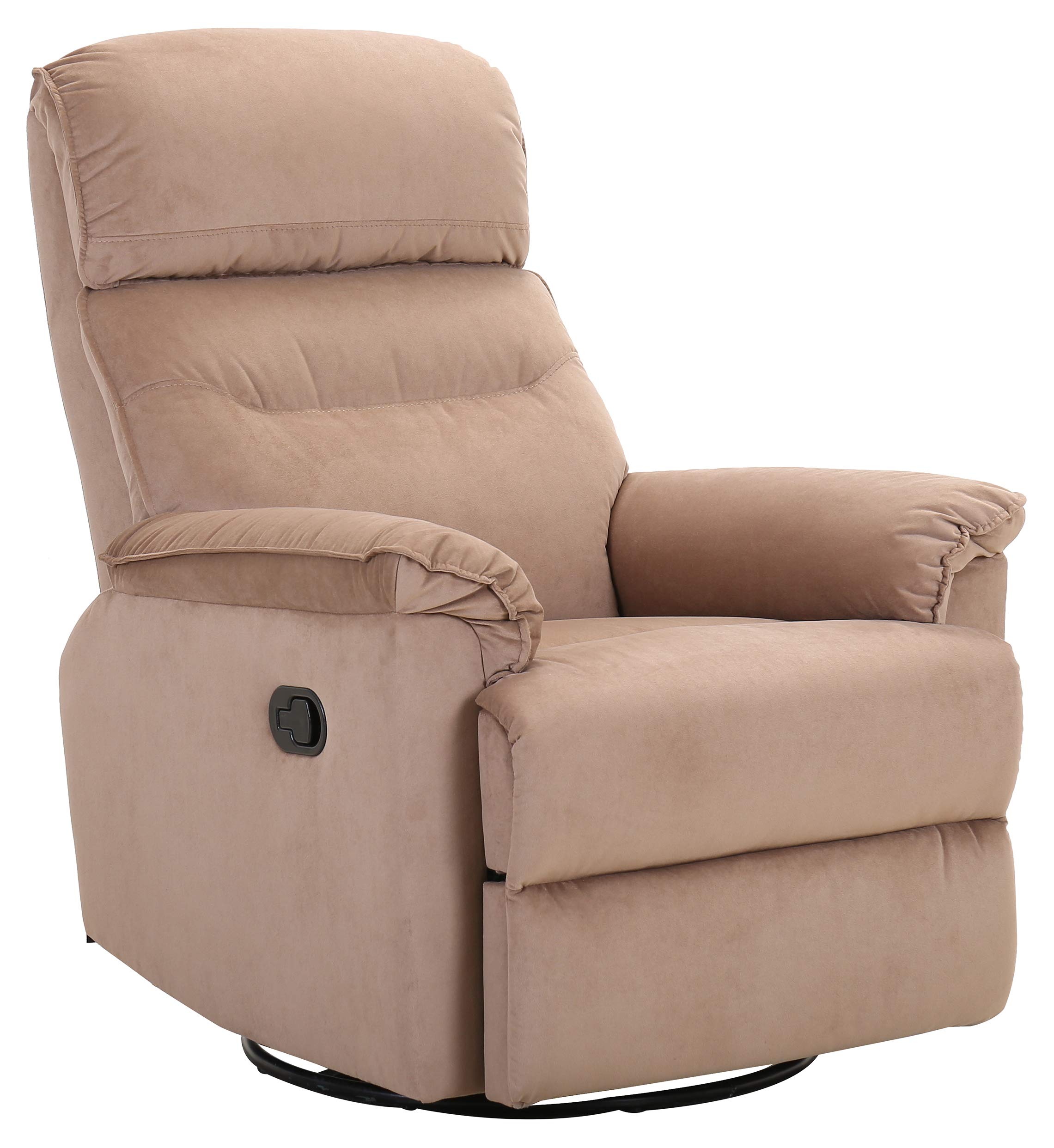 Amazon Brand – Ravenna Home Pull Recliner with 360 Rotating Swivel Glider, Living Room Chair, 39.4"W, Dark Beige