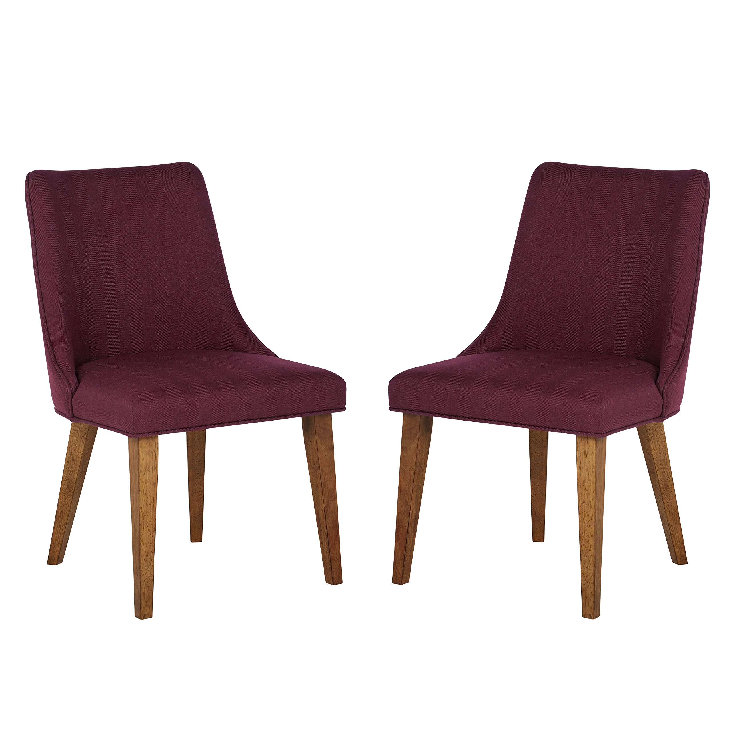 Rivet Ian Modern Mid-Century Wood Dining Kitchen Chair, Set of 2, Red