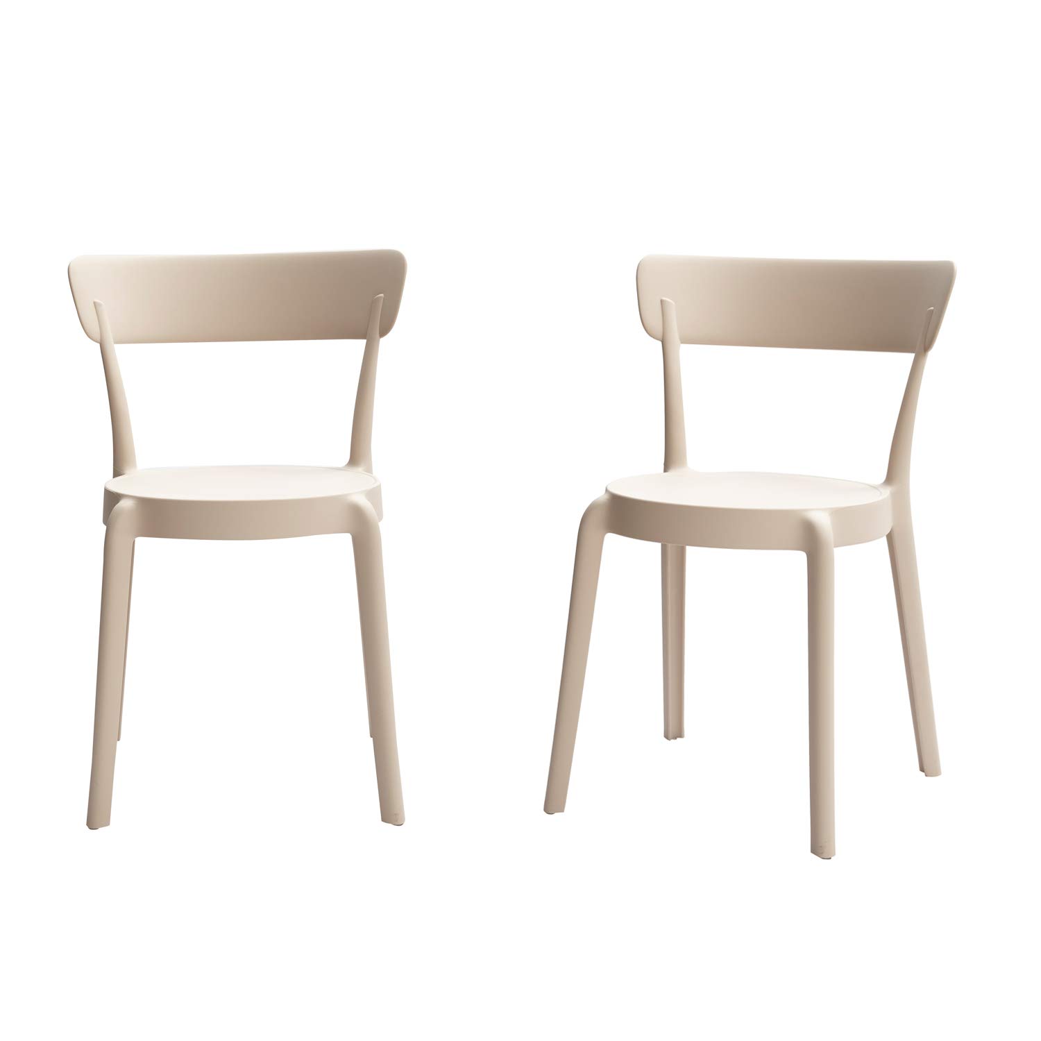 AmazonBasics Armless Bistro Dining Chair - Set of 2, Beige, Premium Plastic