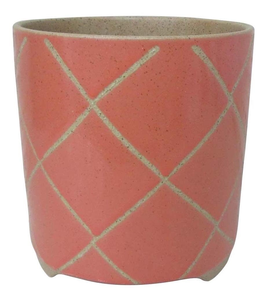 Amazon Brand – Stone & Beam Large Windowpane Footed Stoneware Planter, 9.25"H, Arabesque