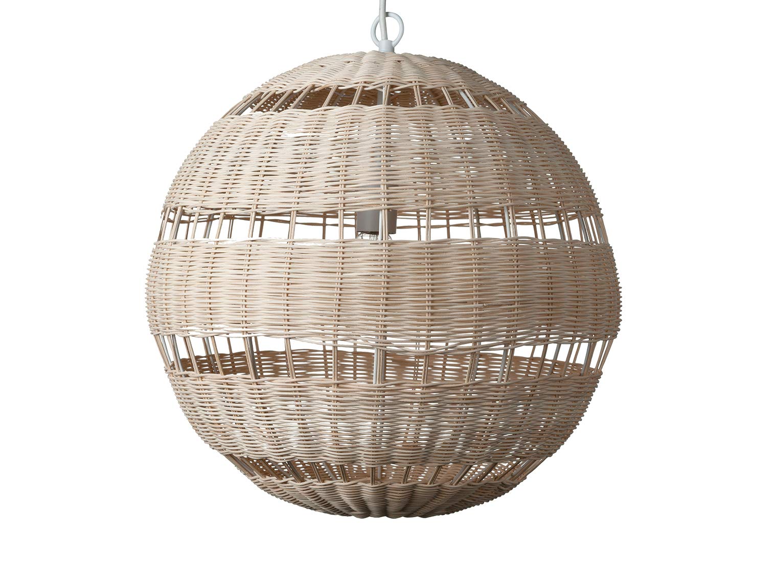 Amazon Brand – Stone & Beam Traditional Woven Globe Pendant Light with White Cloth Cord, 18"H, Natural Willow