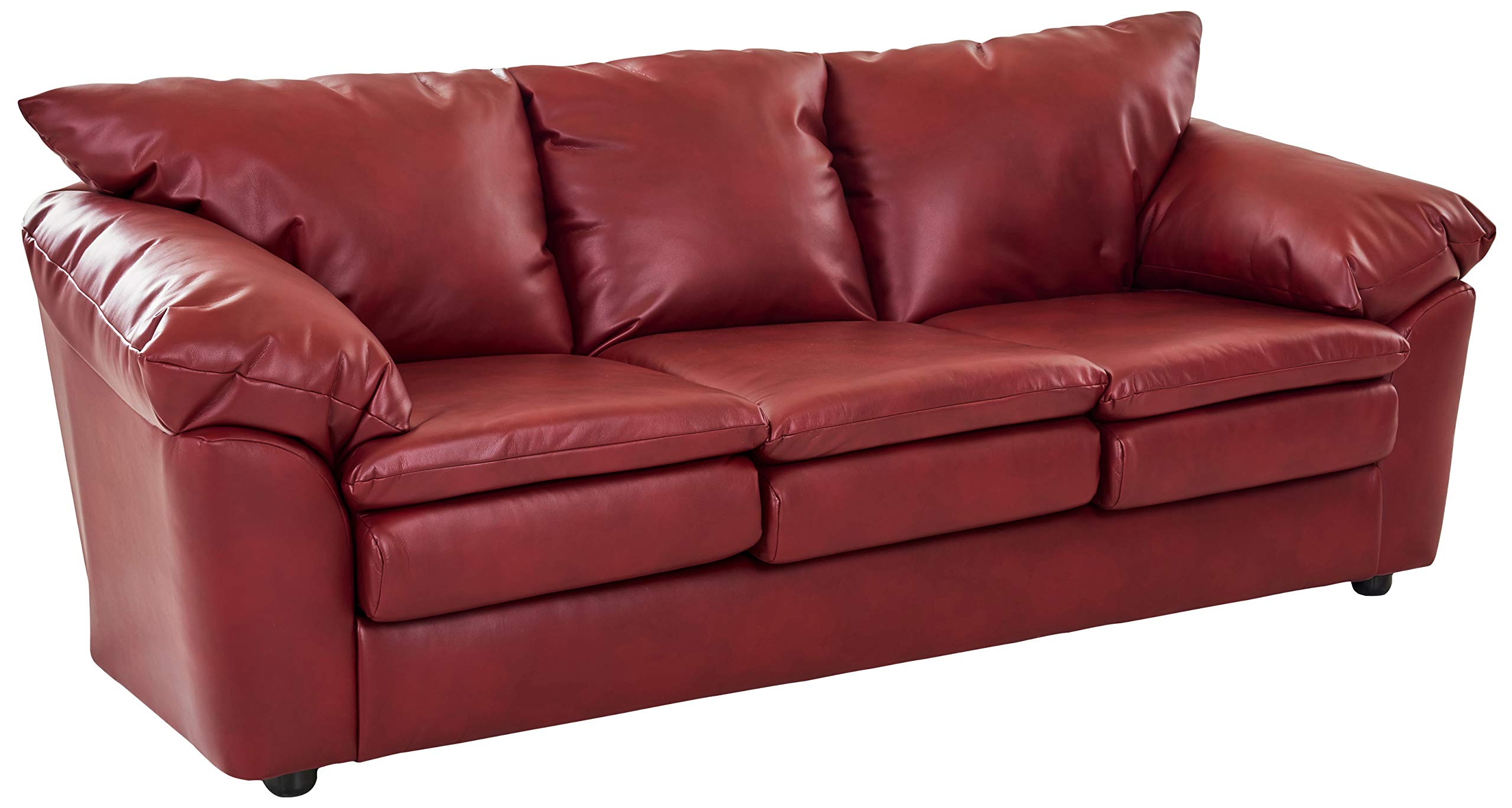 Amazon Brand – Ravenna Home Darian Oversized Pillow Faux Leather Sofa, 92"W, Red