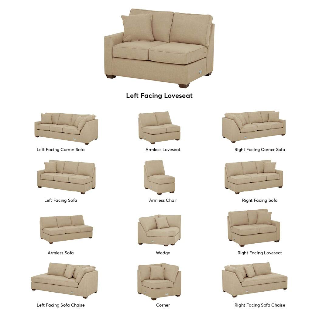 Amazon Brand – Stone & Beam Bagley Sectional Component, Left-Facing Loveseat, Fabric, 52"W, Linen