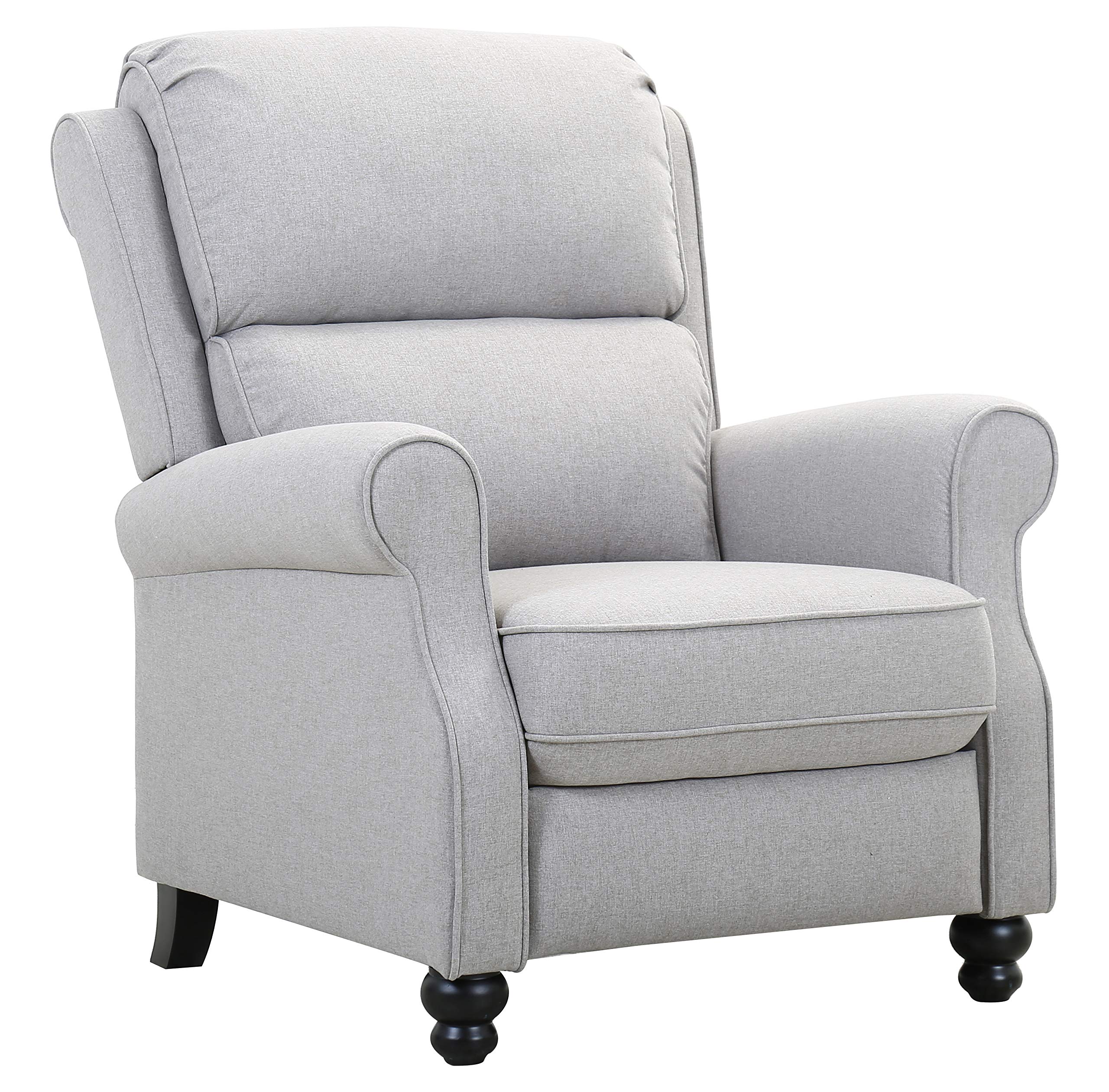 Amazon Brand – Ravenna Home Push-Back Recliner Living Room Chair, 33.9"W, Light Grey