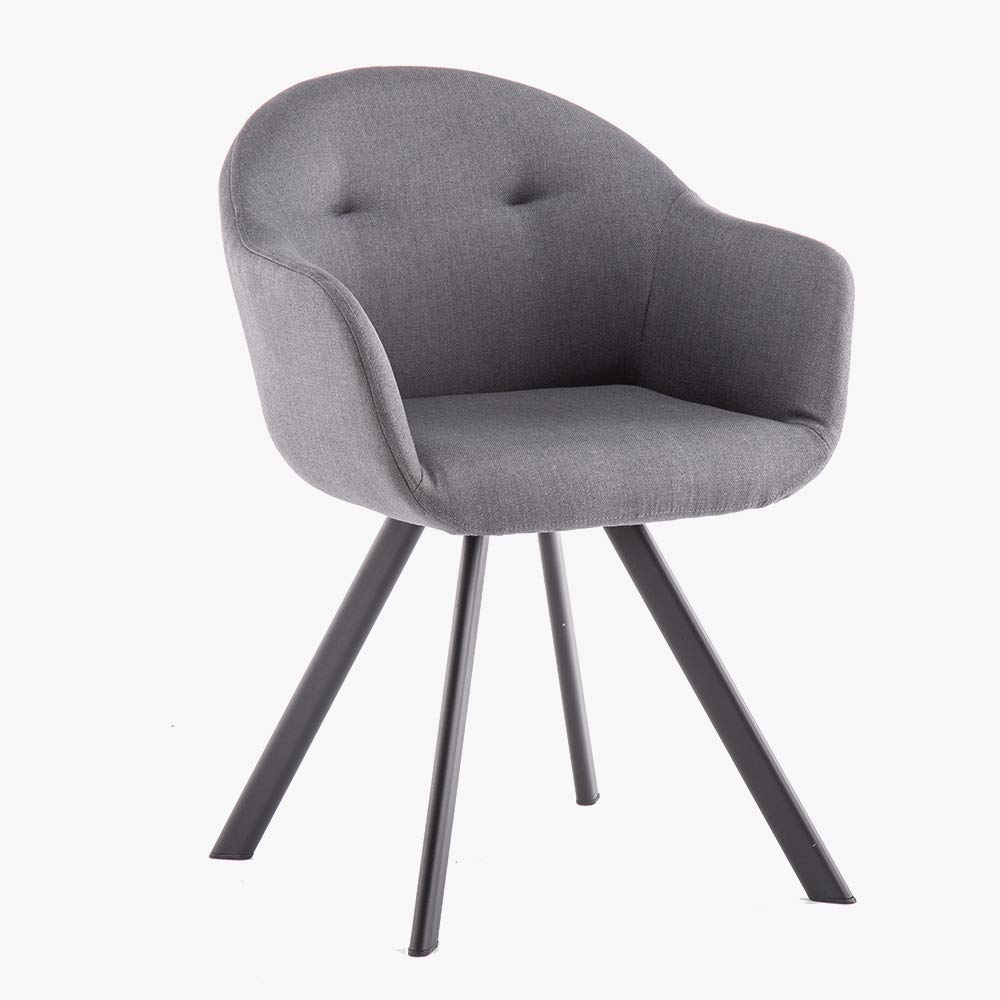 Marca Amazon - Movian Elbe - Silla de comedor con botones, gris oscuro