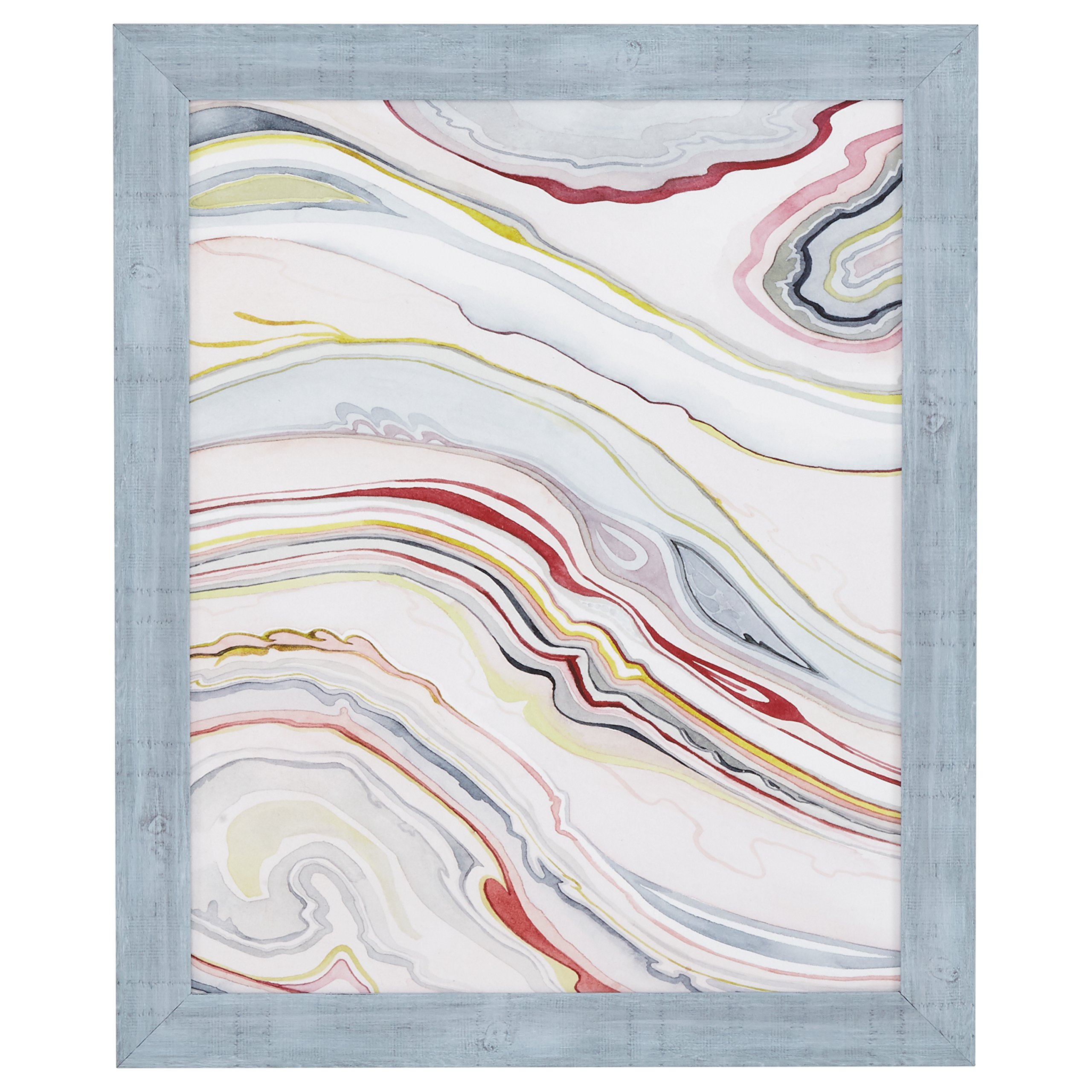 Amazon Brand – Rivet Mid Century Modern Marbled Abstract Geode II Print Framed Wall Art Decor - 19" x 23" Frame, Cool Wood-Tone