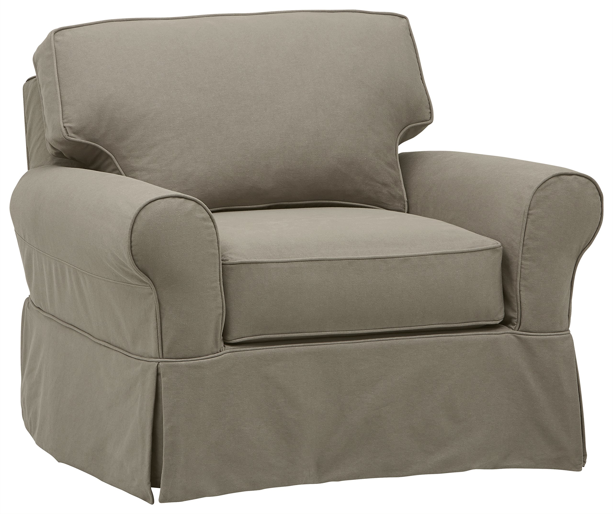 Amazon Brand – Stone & Beam Carrigan Modern Living Room Accent Chair with Slipcover, 45"W, Grey Taupe
