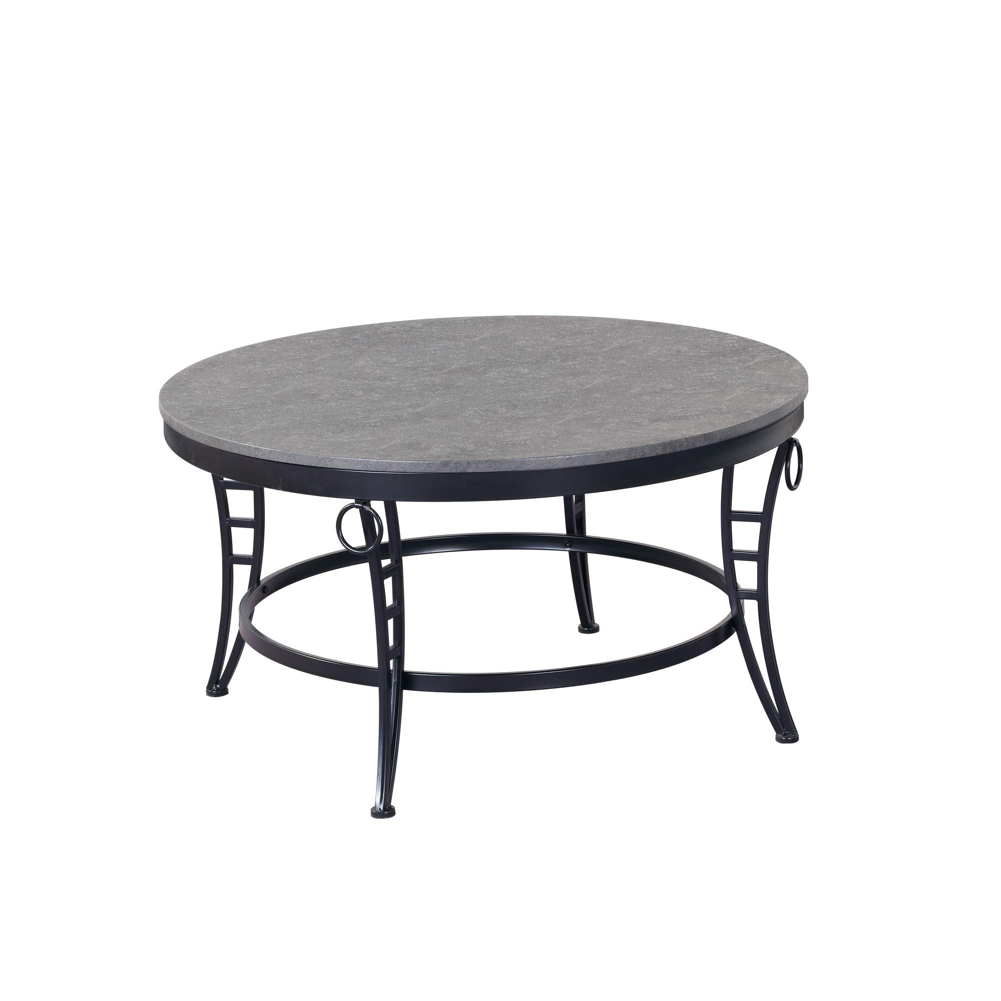 Artum Hill Armant Round Coffee Table in Cinder Gray with Round Table Top And Metal Legs