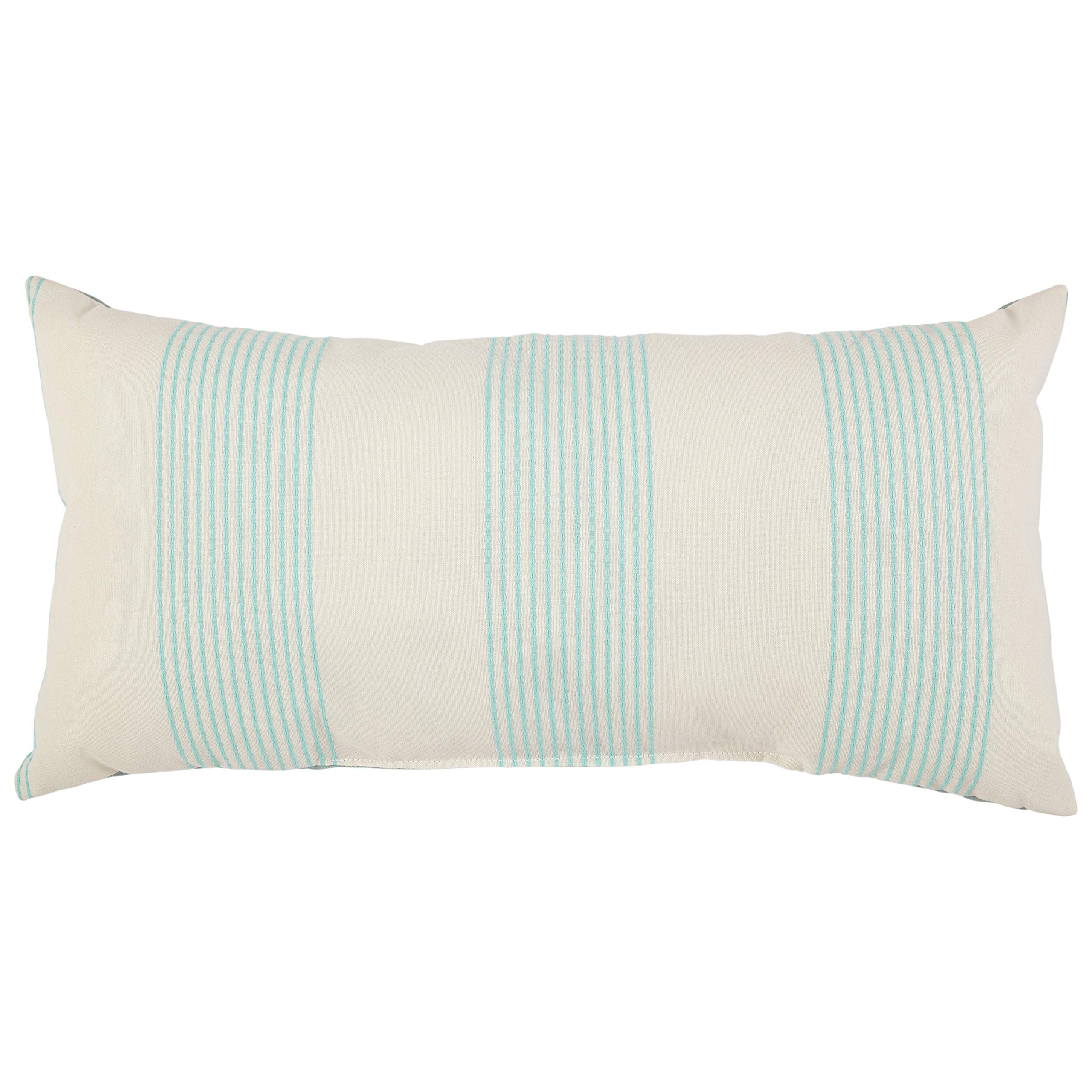 Amazon Brand – Stone & Beam Casual Outdoor Stripe Throw Pillow - 24 x 12 Inch, Teal