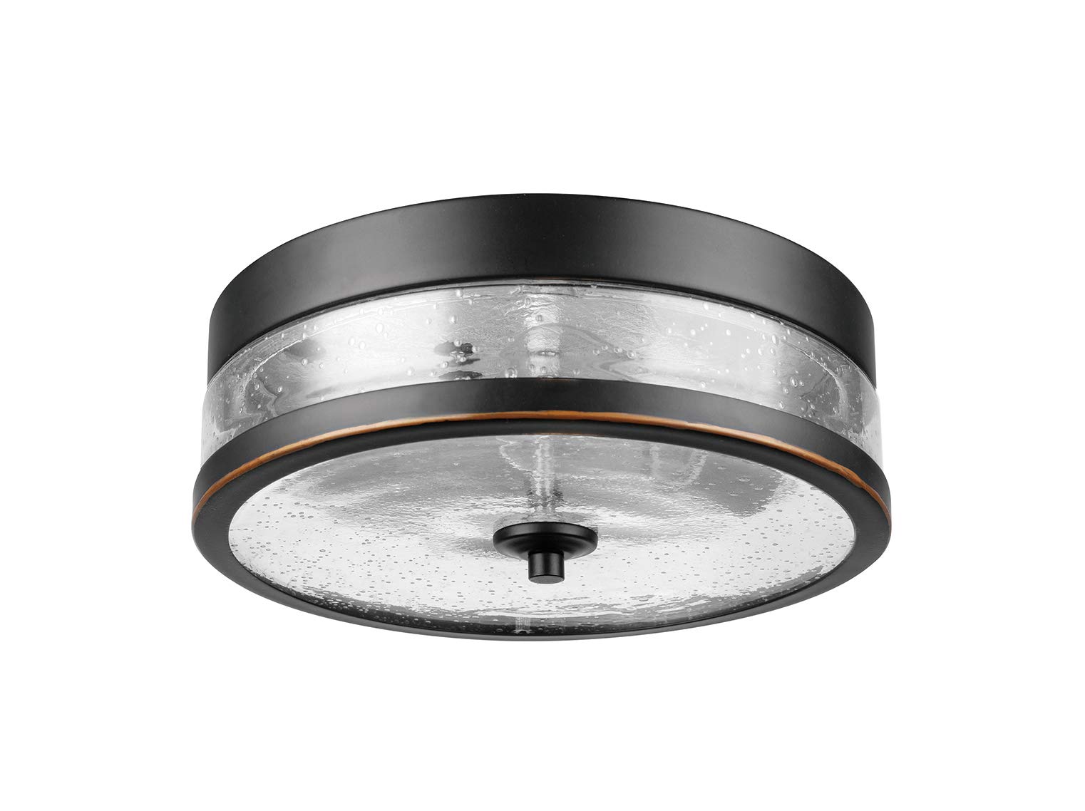 Amazon Brand - Ravenna Home Single-Light Flush-Mount Ceiling Light with Seeded Glass Shade, Vintage Edison Bulb Included, 3.8"H, Oil-Rubbed Bronze
