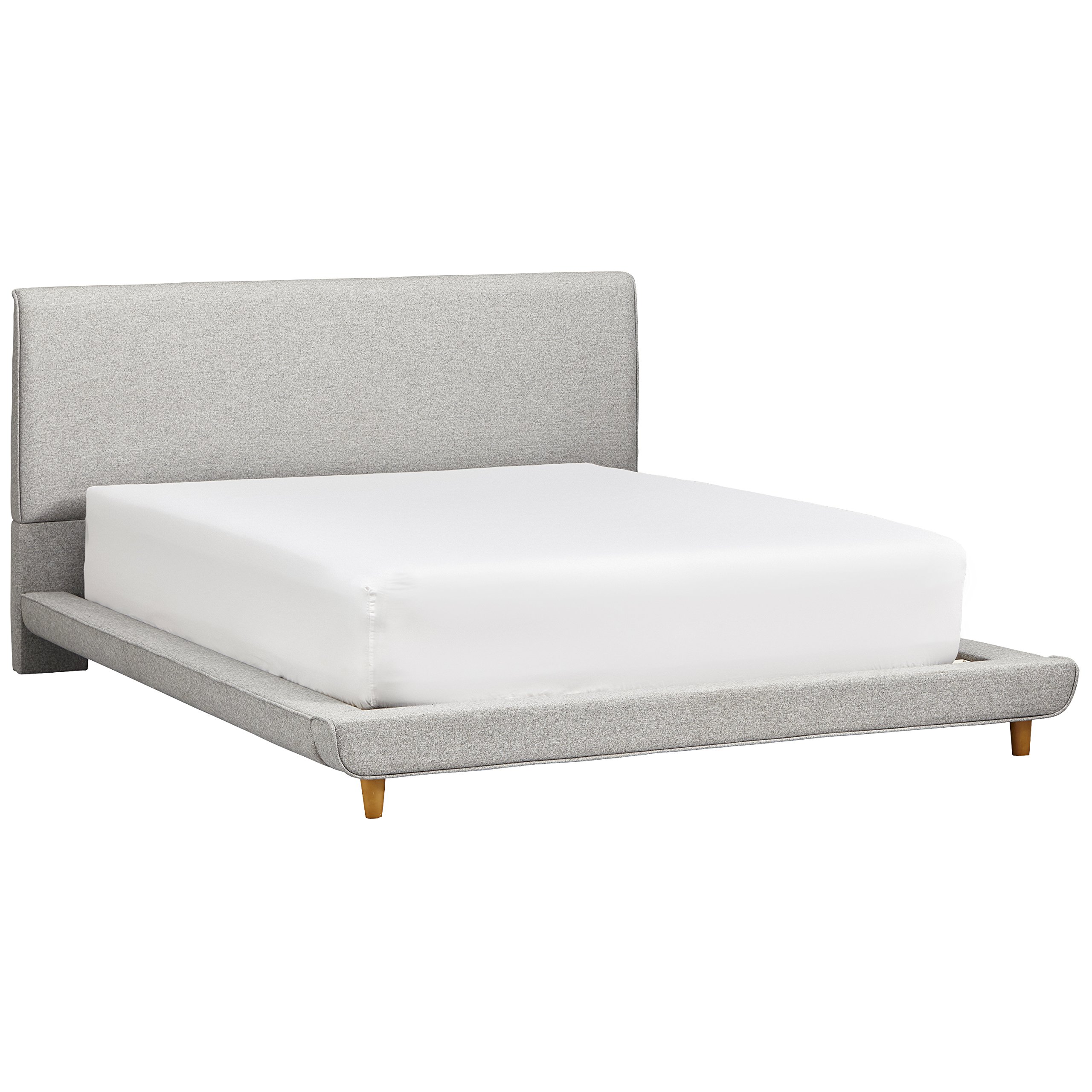 Rivet York Modern Extended Low Platform King Bed with Headboard, 90.2"L, Grey