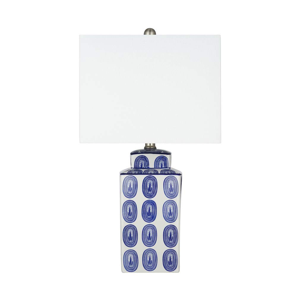 Amazon Brand - Stone & Beam Traditional Rectangular Chinoiserie Ceramic Table Lamp, LED Bulb Included, 24"H, Blue Circle