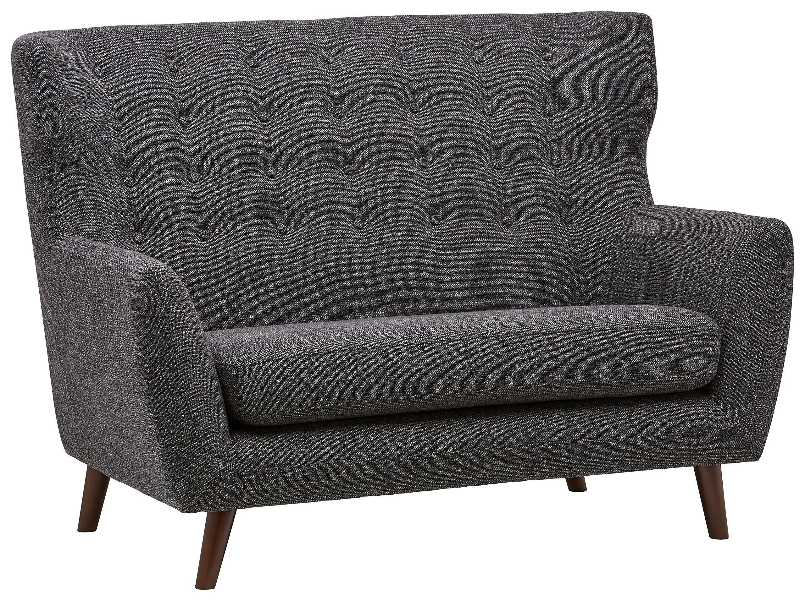Amazon Brand – Rivet Hawthorne Mid-Century Tufted Modern Loveseat Settee Sofa, 57"W, Caviar