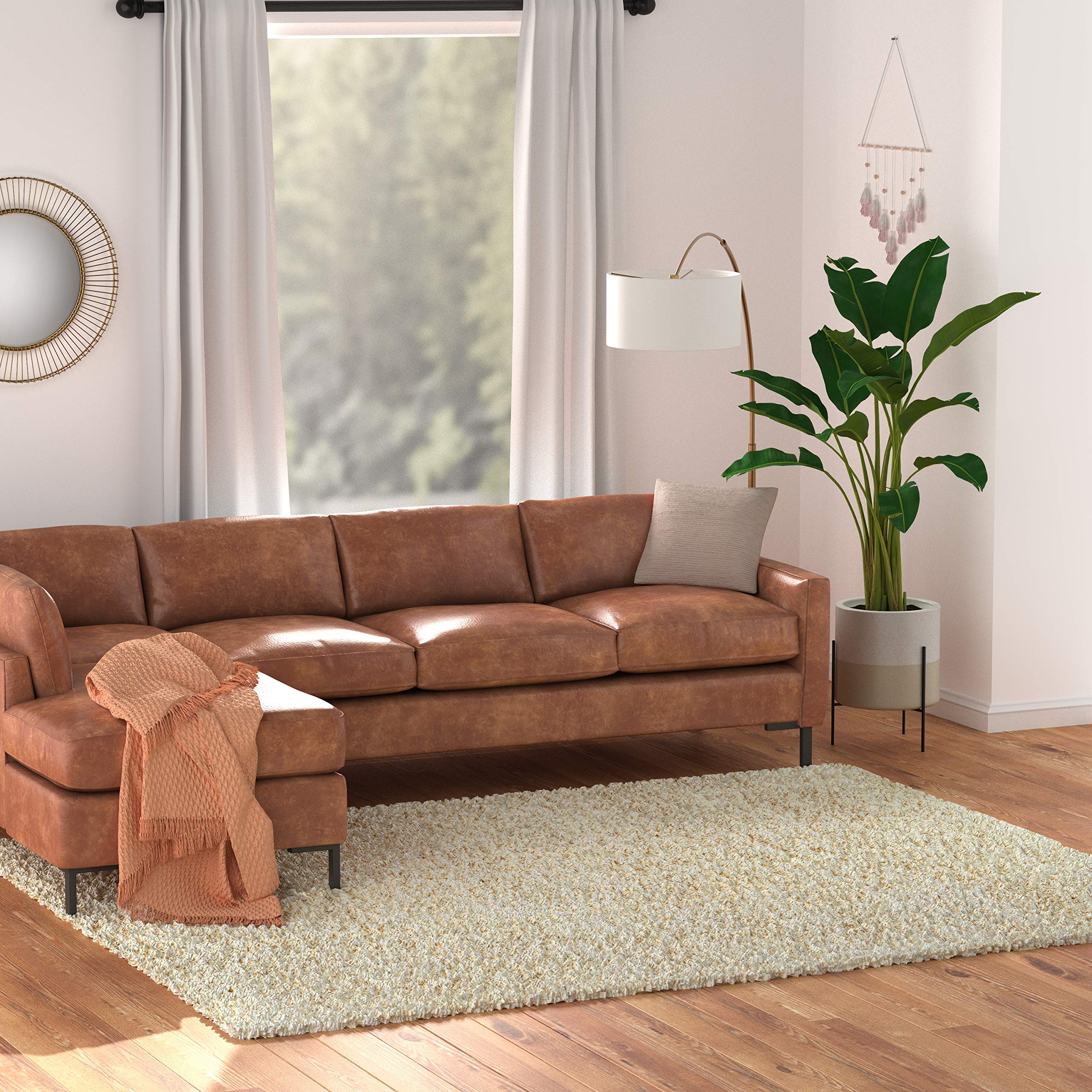 Amazon Basics Modern Plush High-Pile Shag Area Rug - 8x10 (7'10" x 9'10"), Ivory