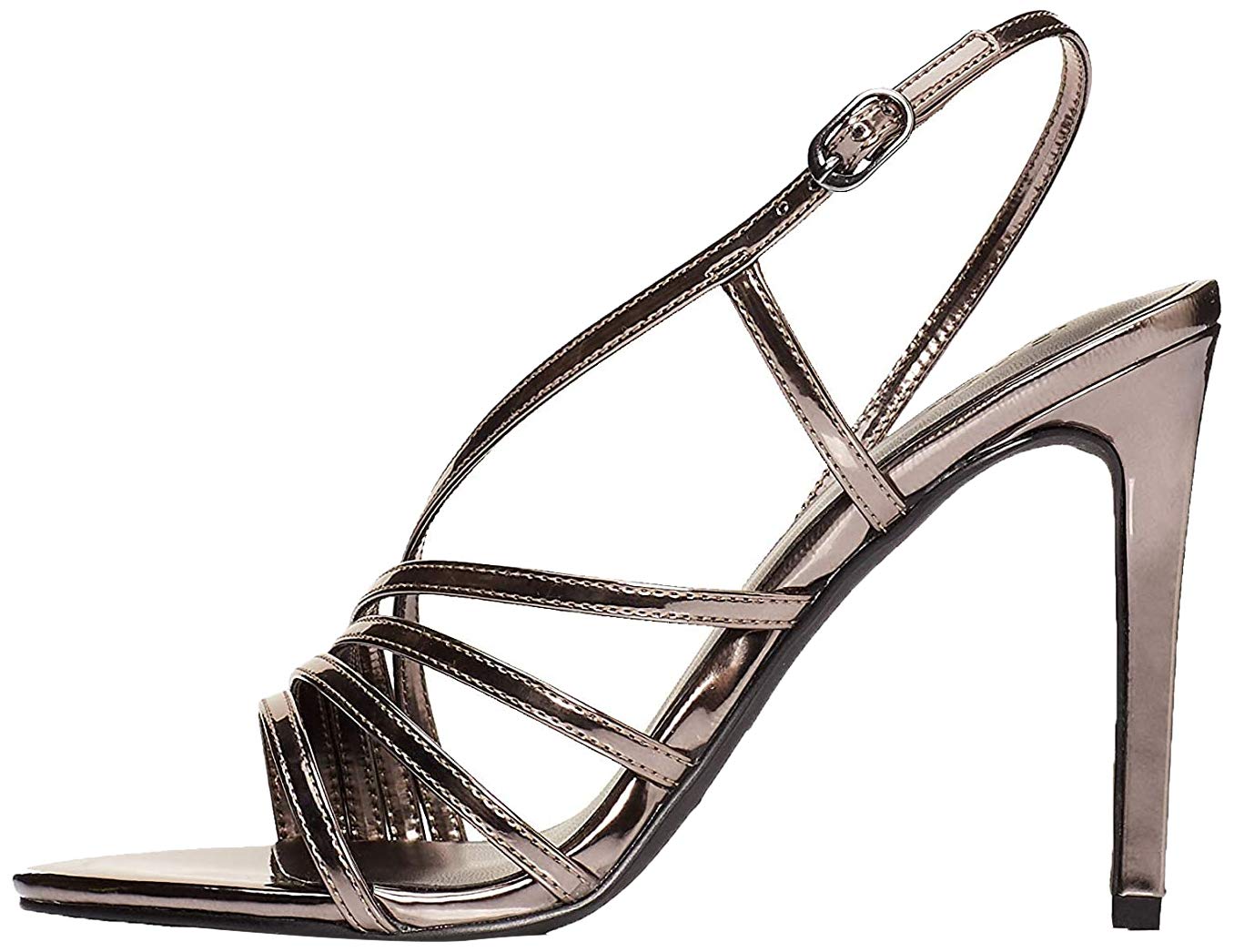 Amazon Brand - find. Assymetric Sandal Open Toe, Grey (Gunmetal), US 5